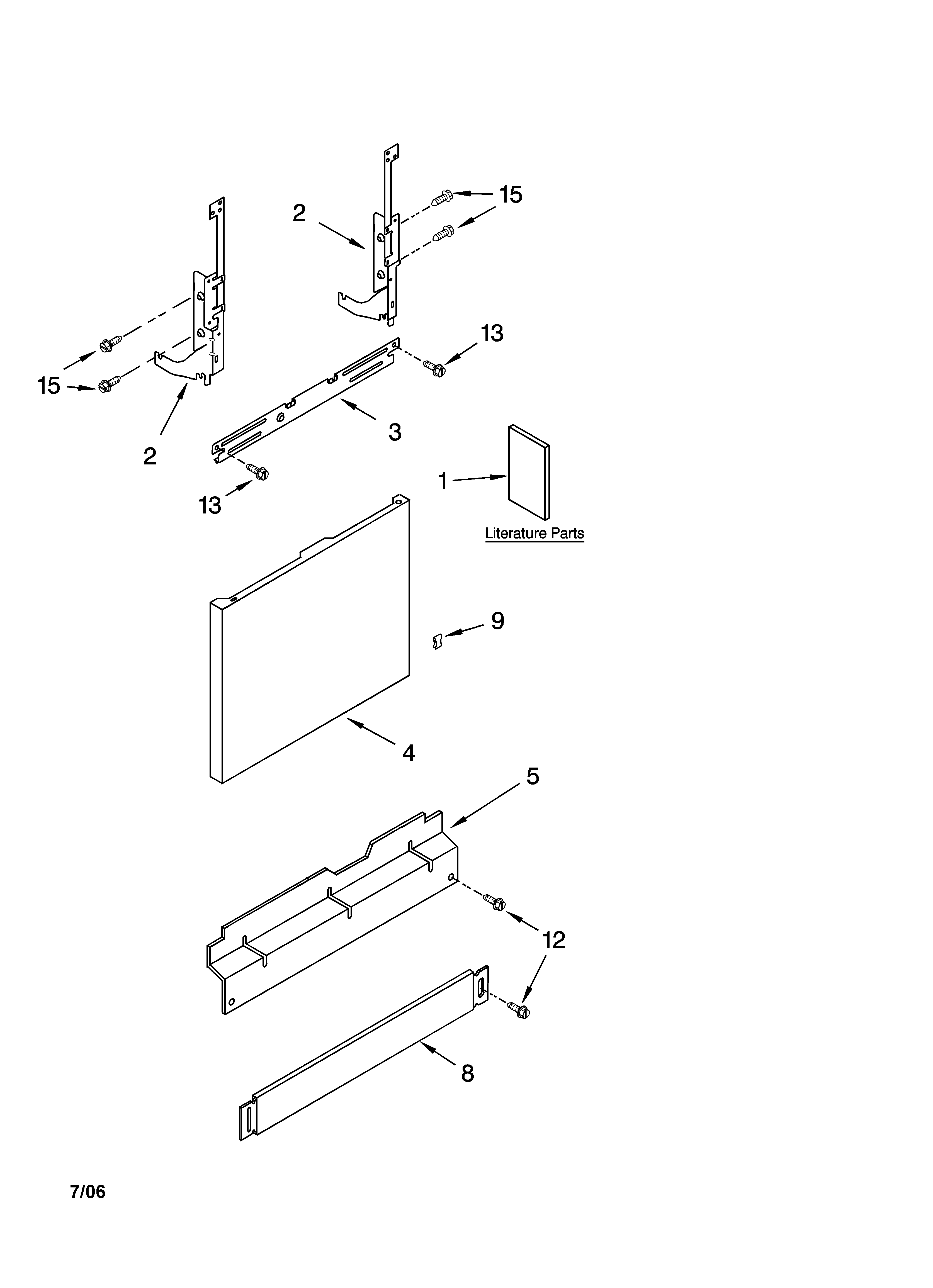 Kenmore 66513719K600 door and panel parts diagram
