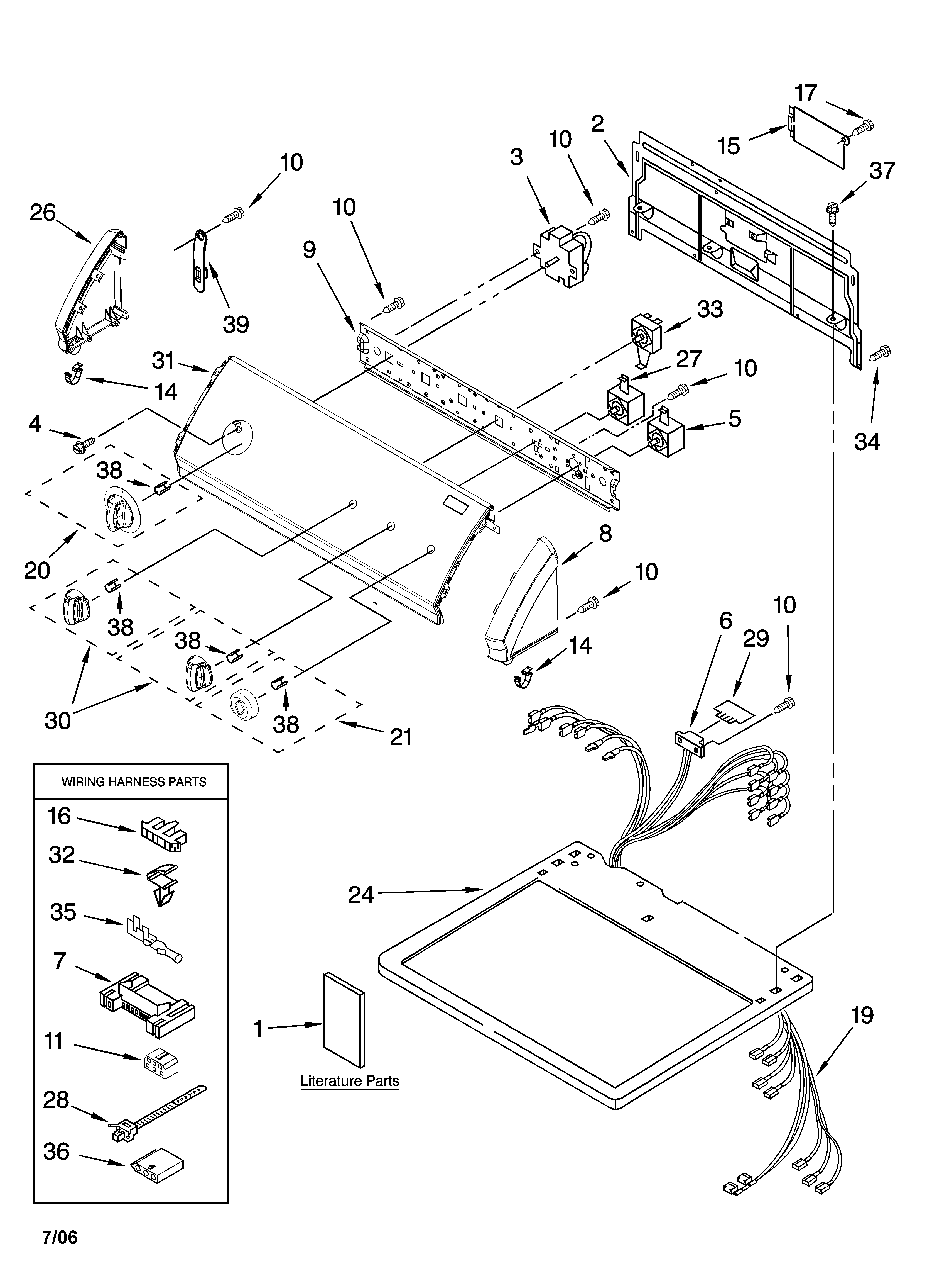 Kenmore 11067751600 top and console parts diagram