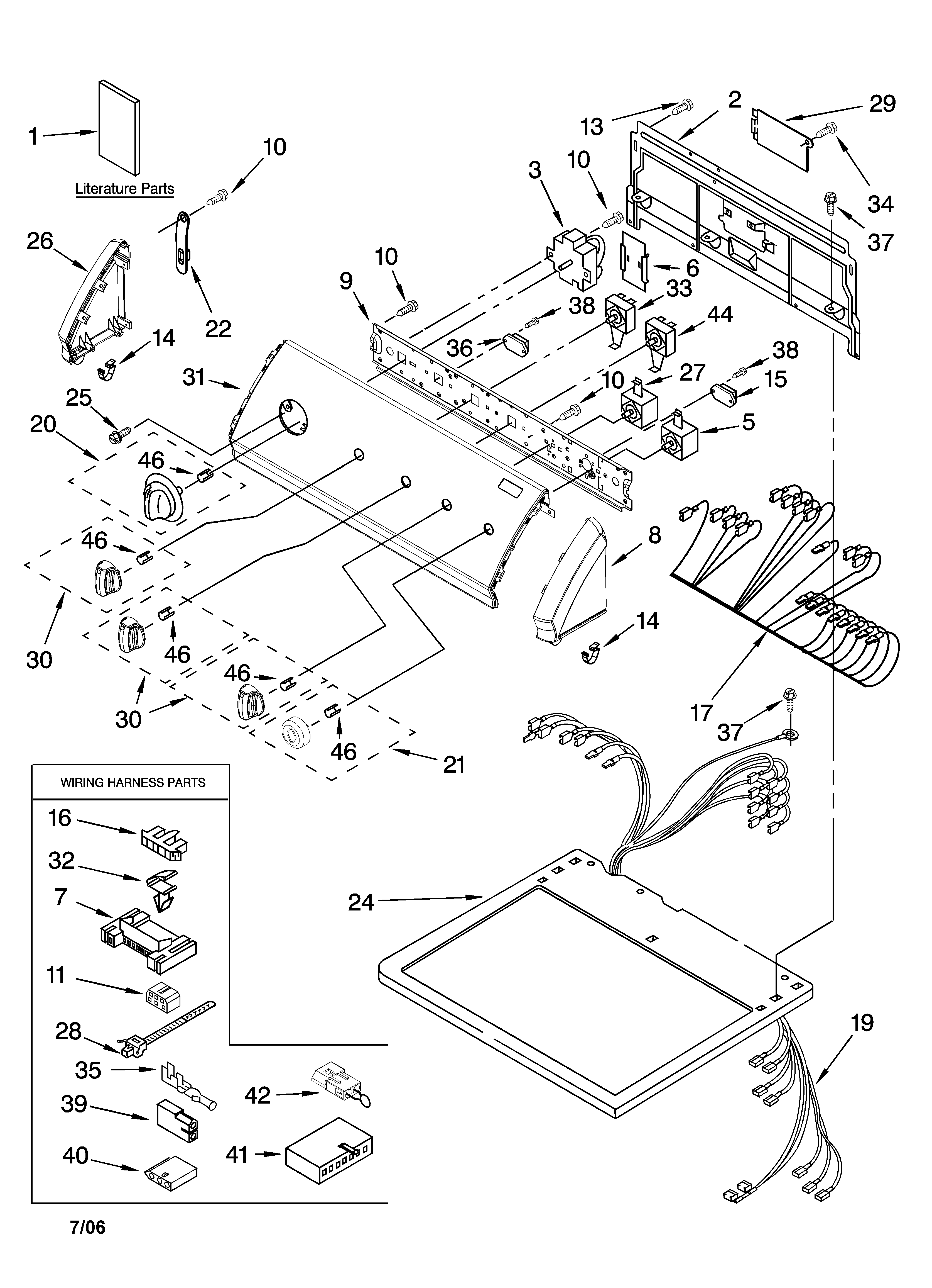Kenmore 11067851600 top and console parts diagram