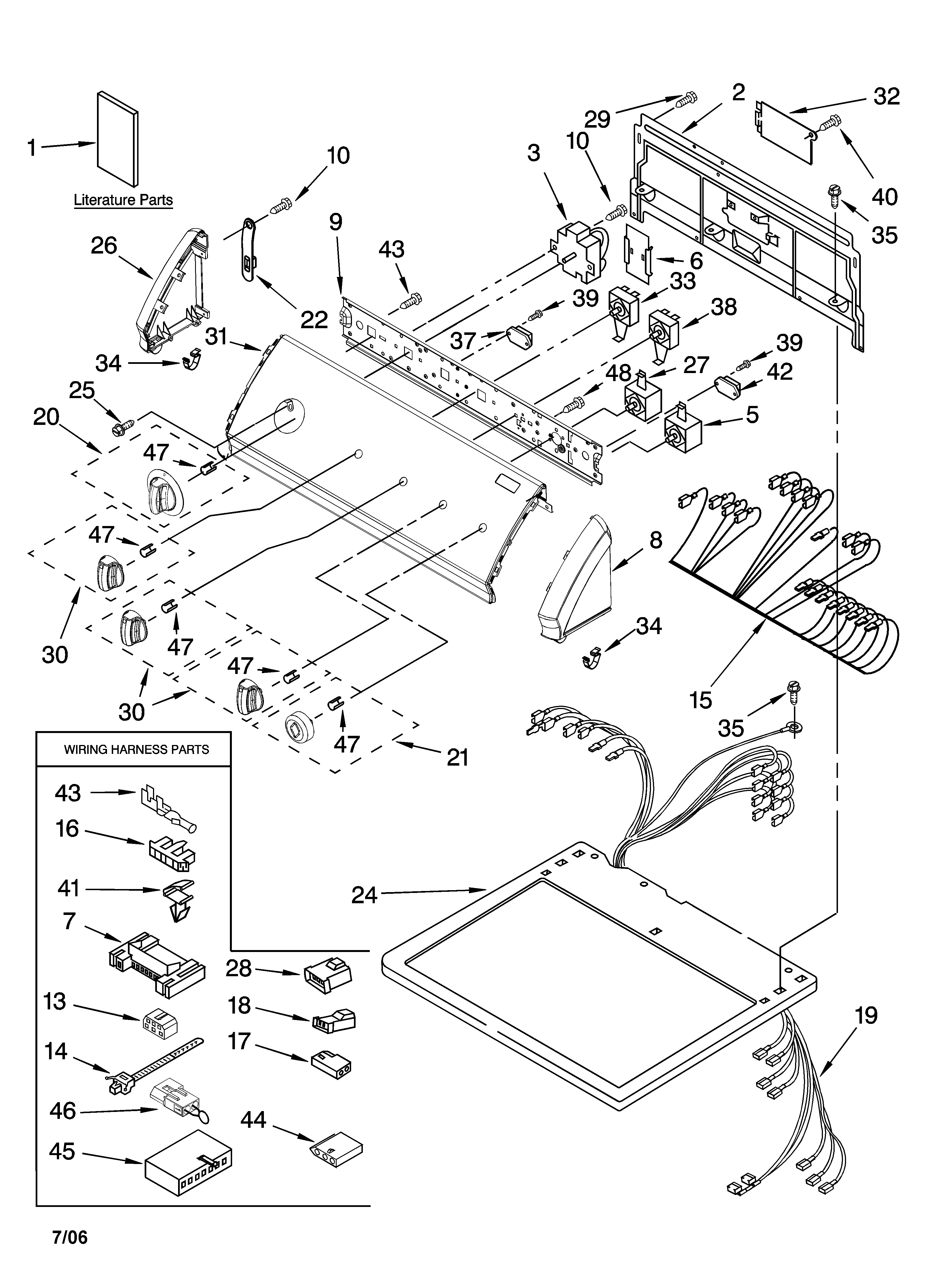 Kenmore 11077851600 top and console parts diagram