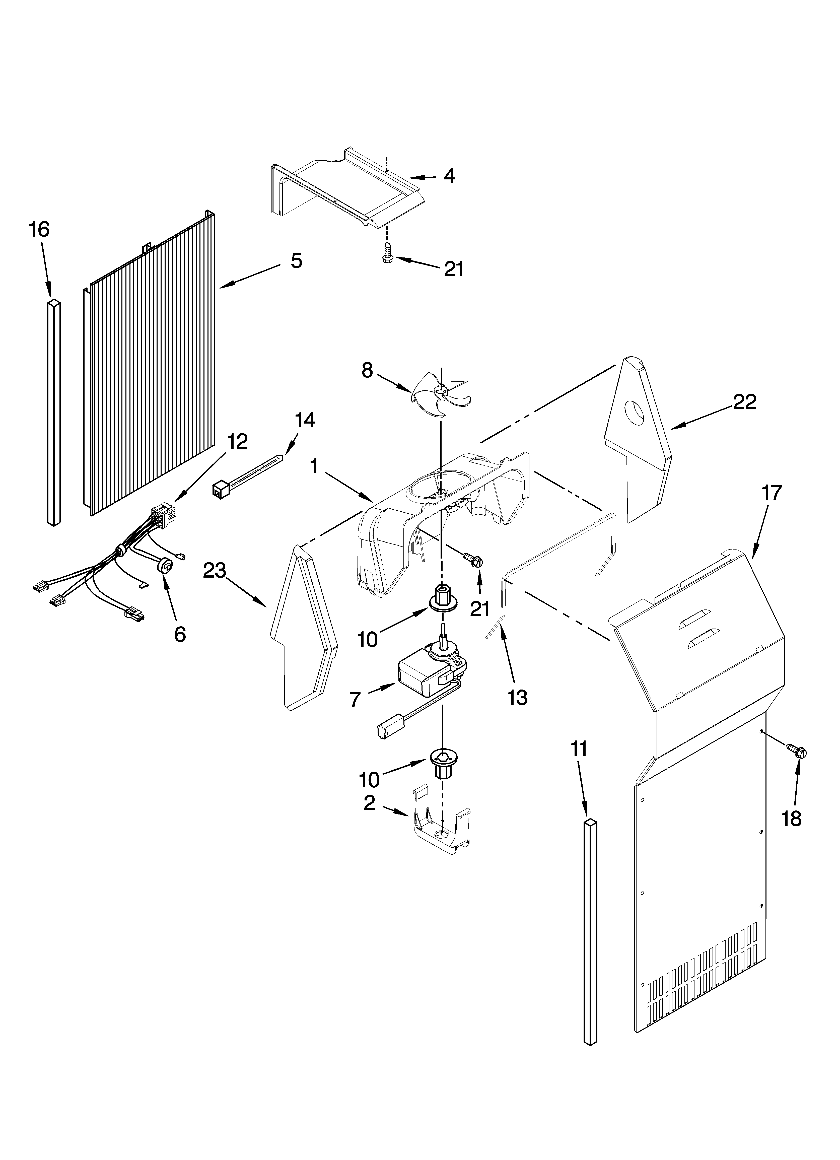 Kenmore Elite 10658179701 air flow parts diagram