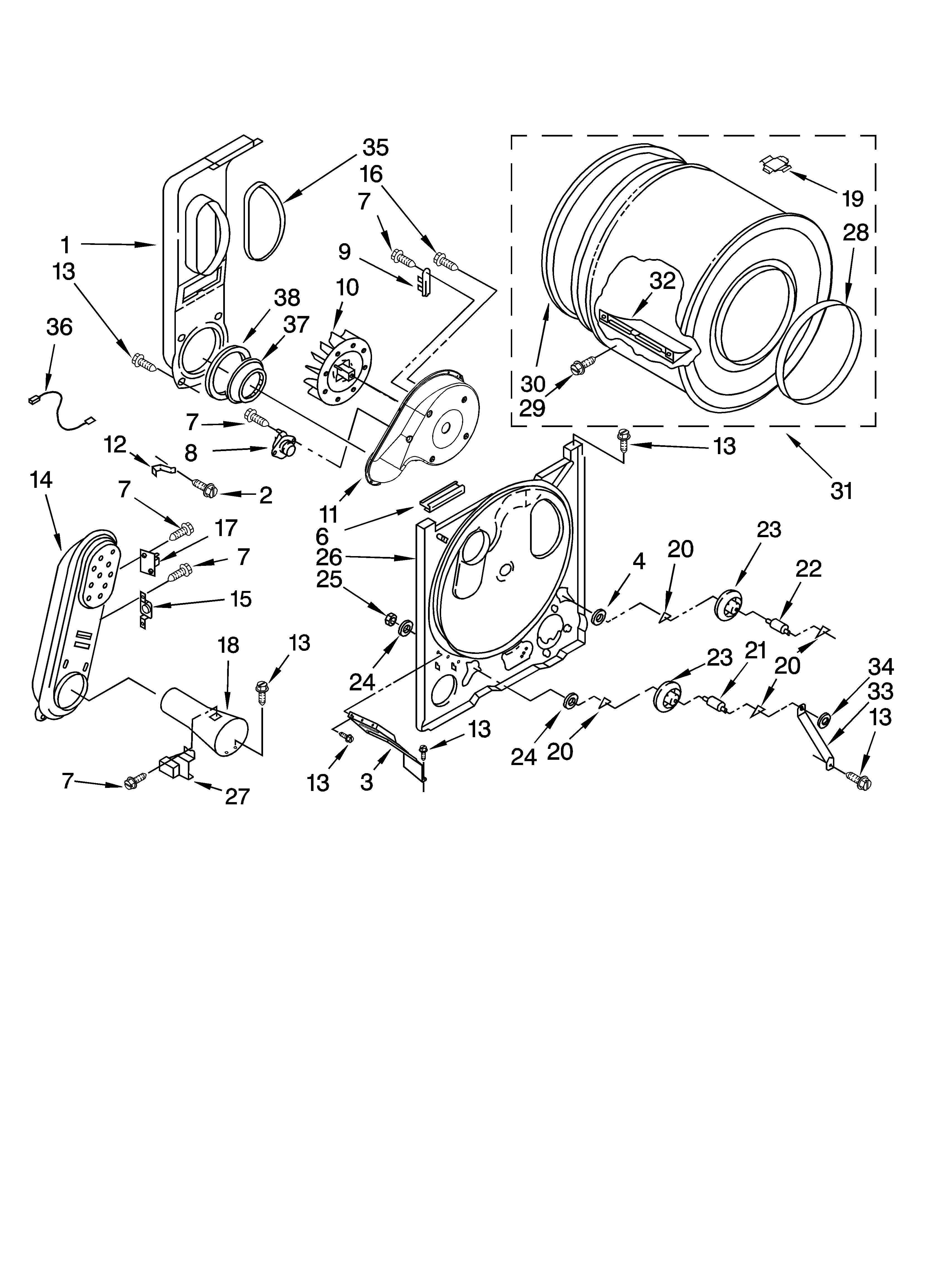 Kenmore 11077322600 bulkhead parts, optional parts (not included) diagram