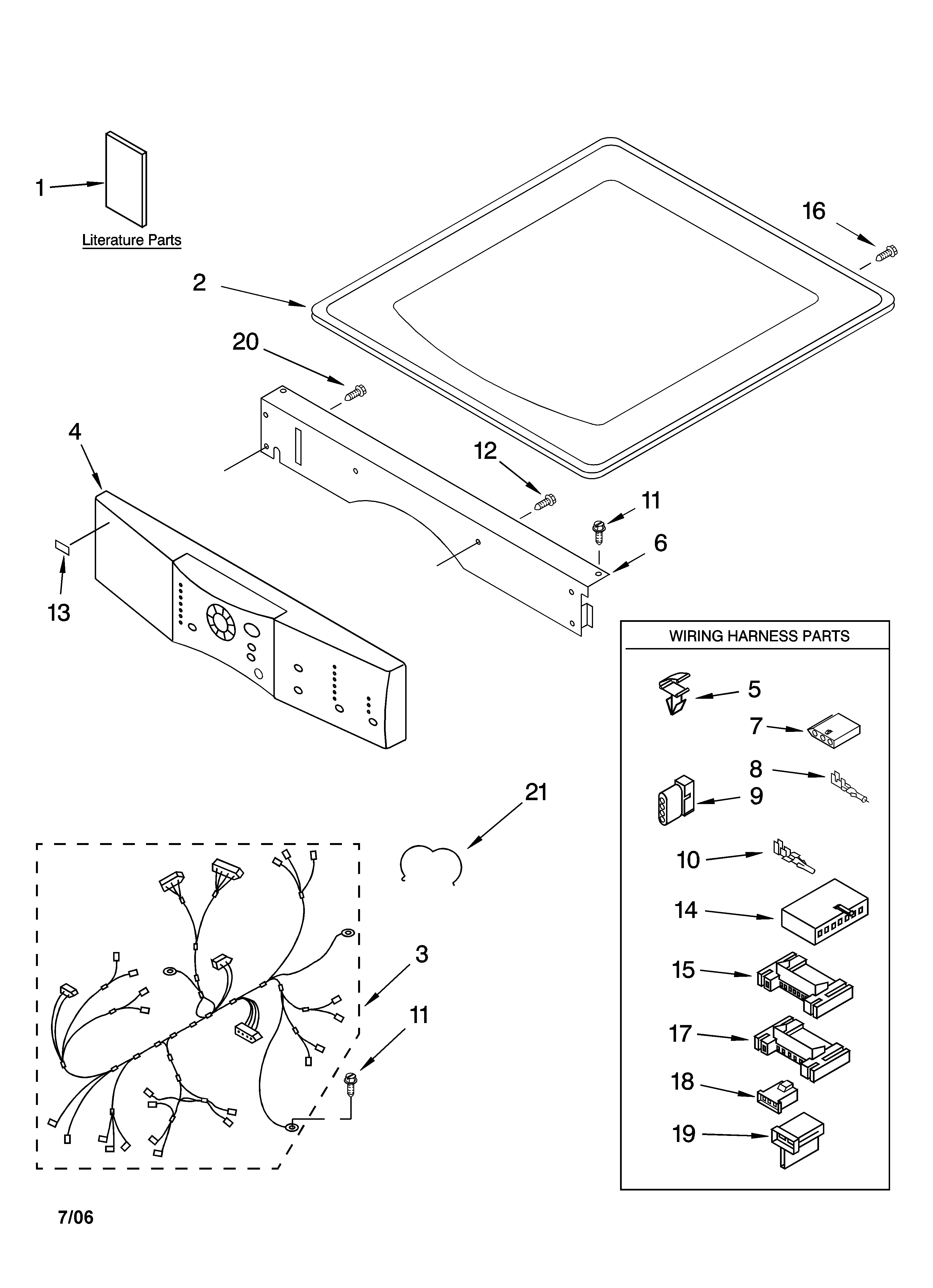 Kenmore Elite 11095088402 top and console parts diagram