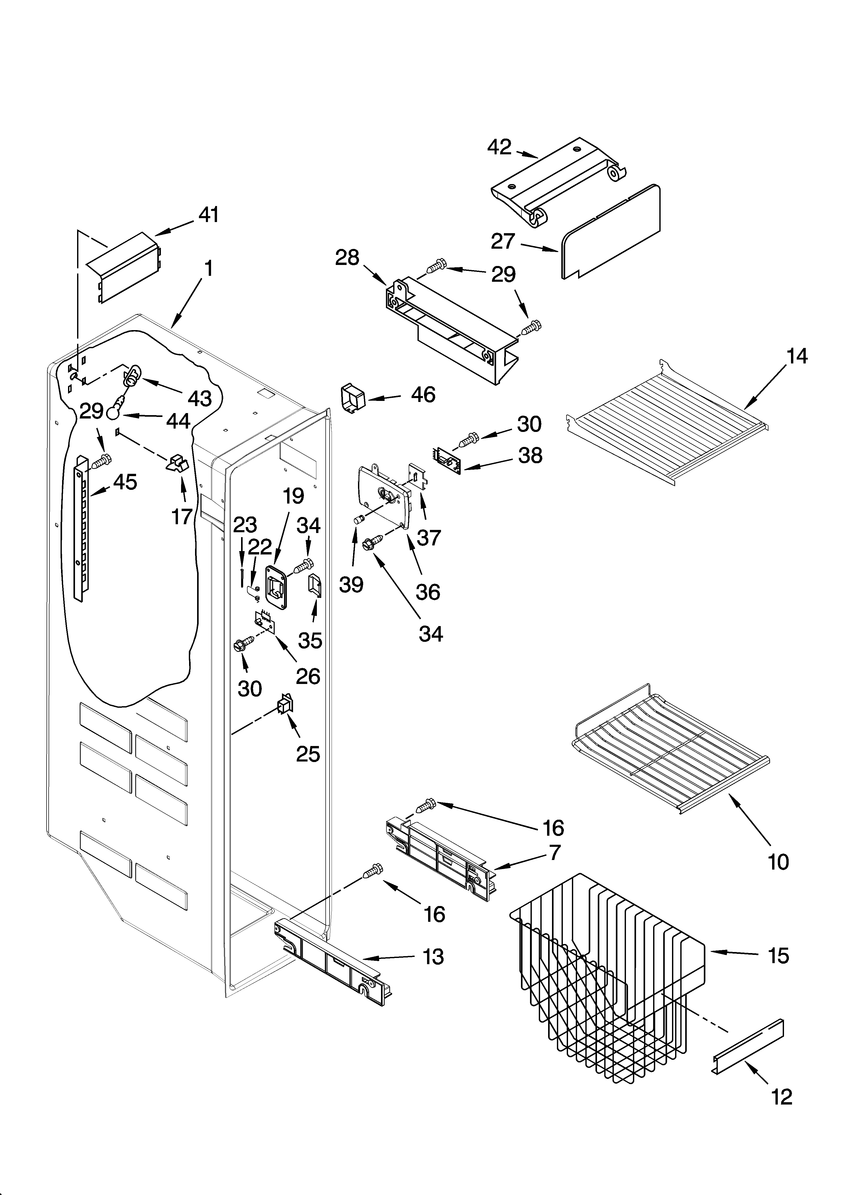 Kenmore 10656879600 freezer liner parts diagram