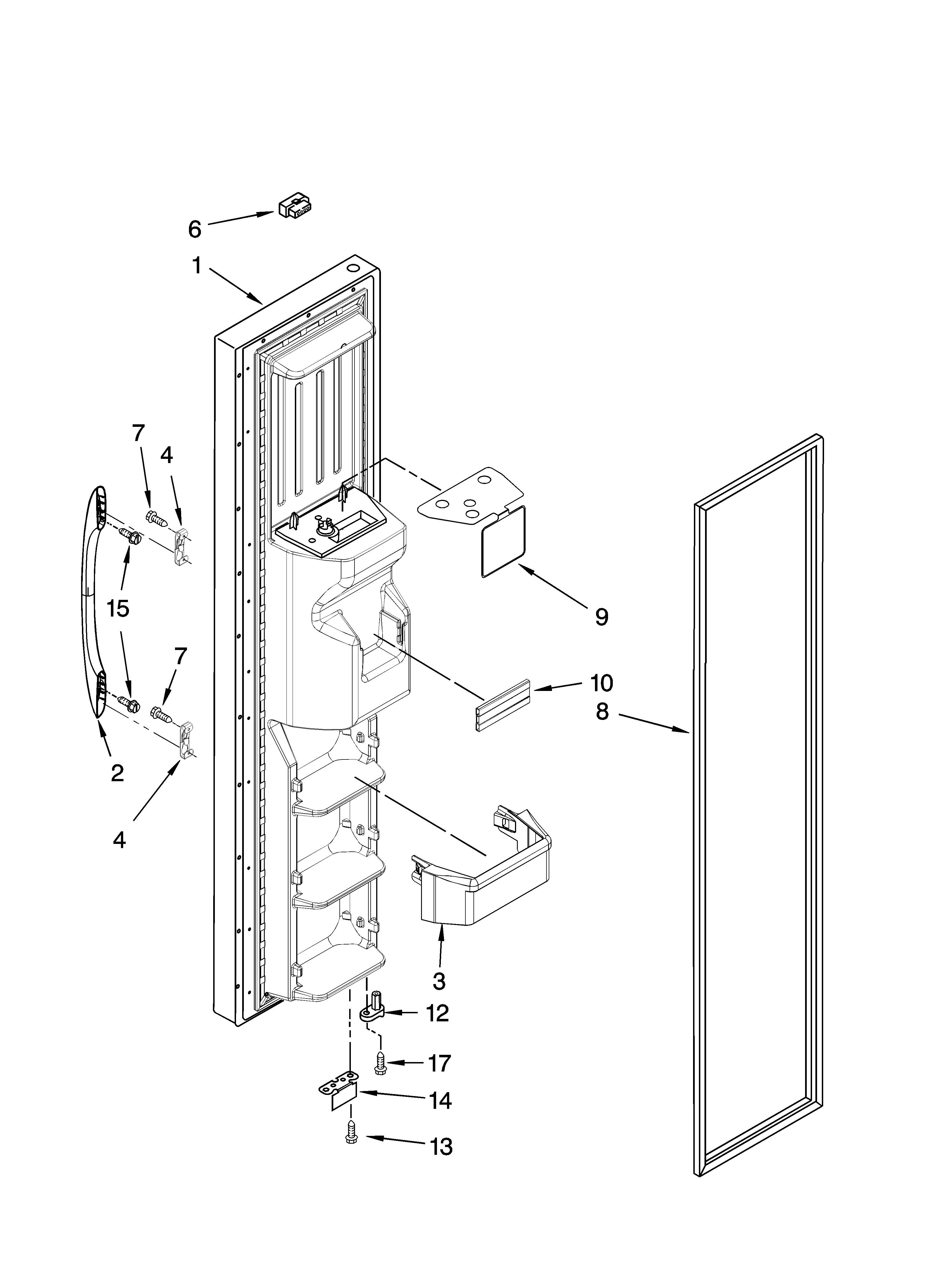Kenmore 10656879600 freezer door parts diagram