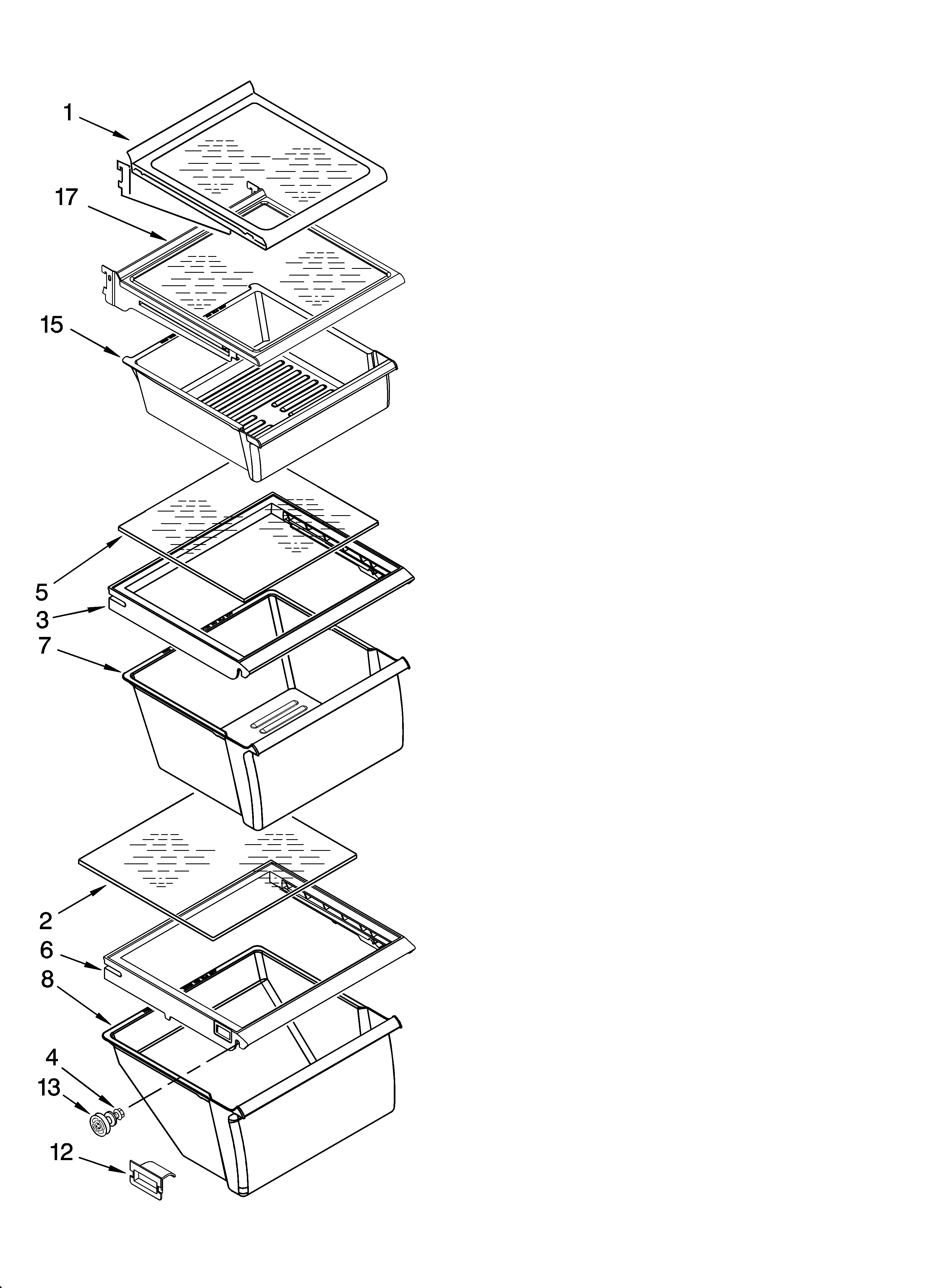 Kenmore 10657206601 refrigerator shelf parts diagram