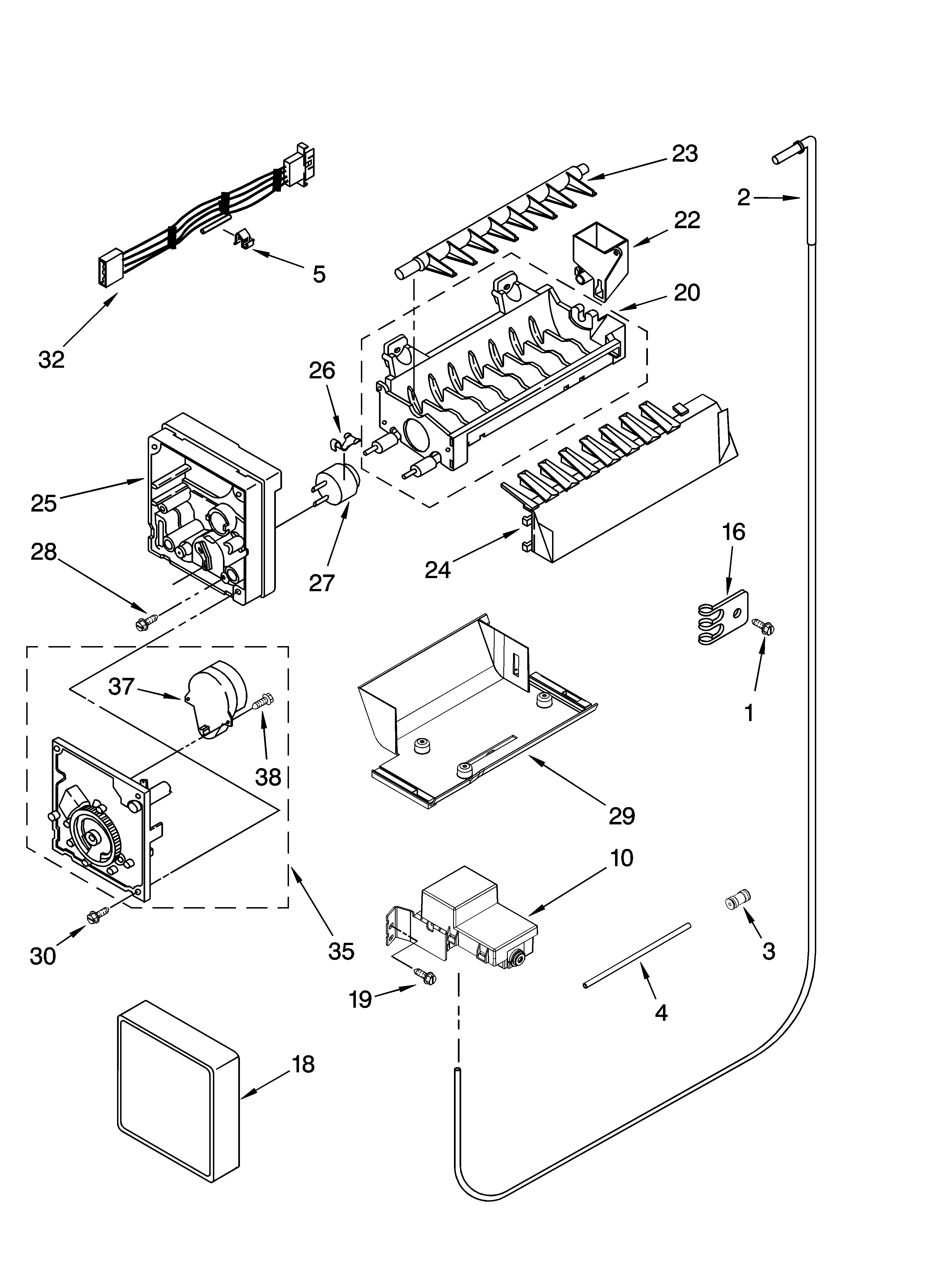 Kenmore Elite 10657794700 icemaker parts, optional parts (not included) diagram