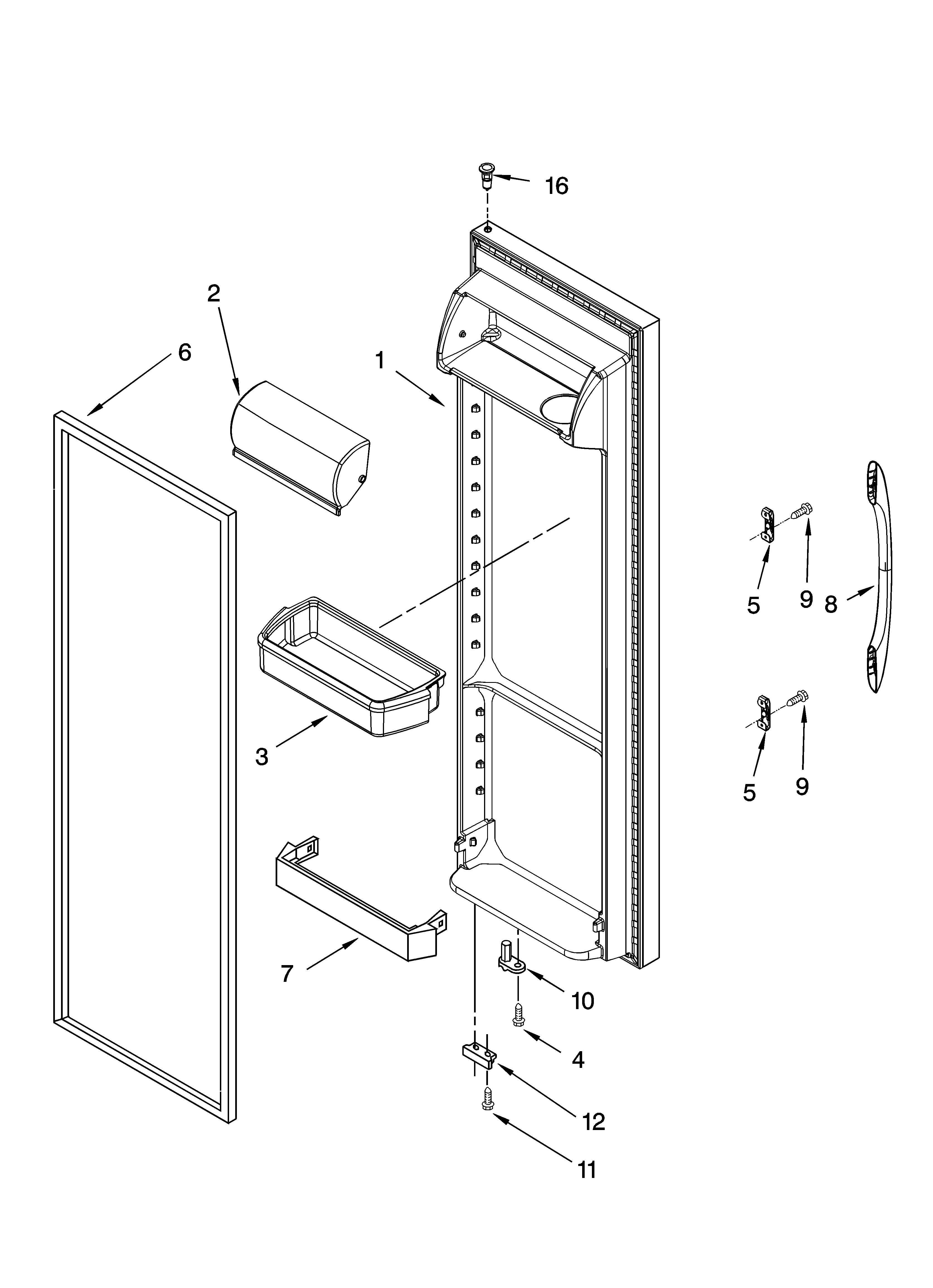 Kenmore 10656734602 refrigerator door parts diagram