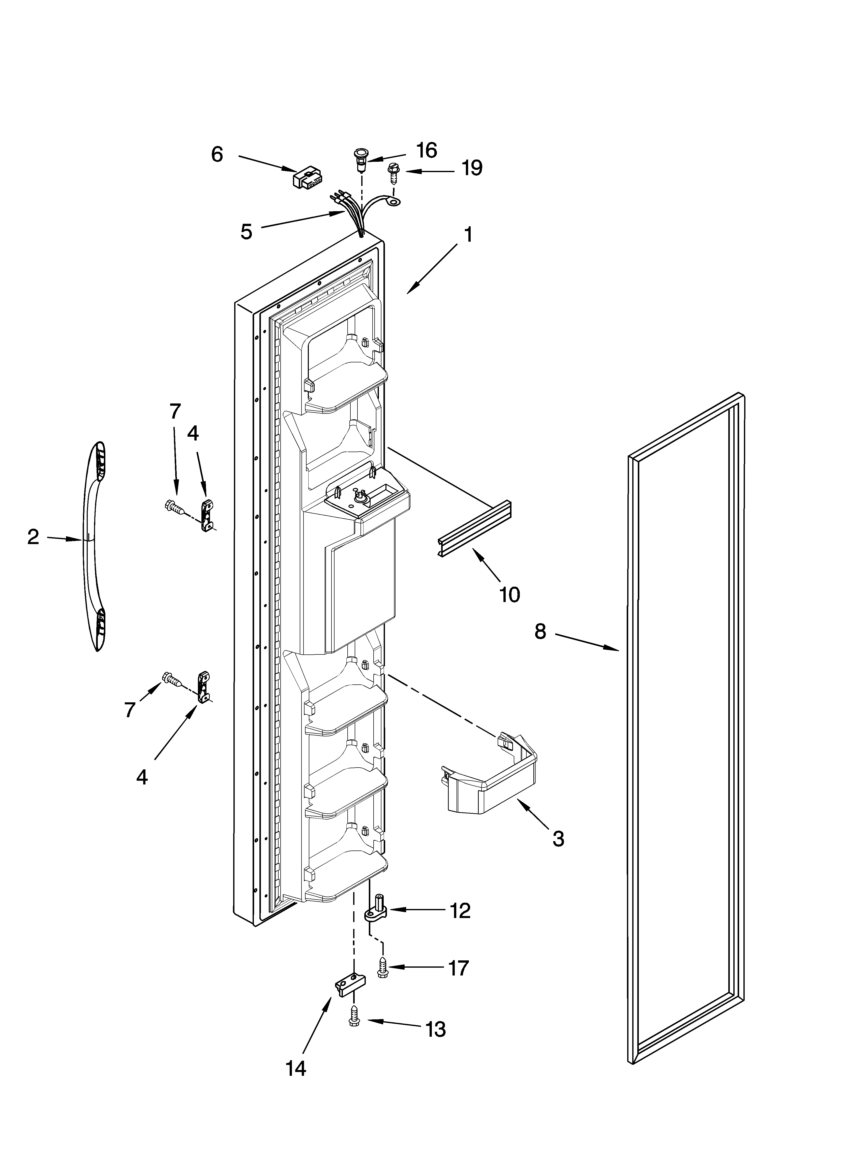 Kenmore 10656734602 freezer door parts diagram
