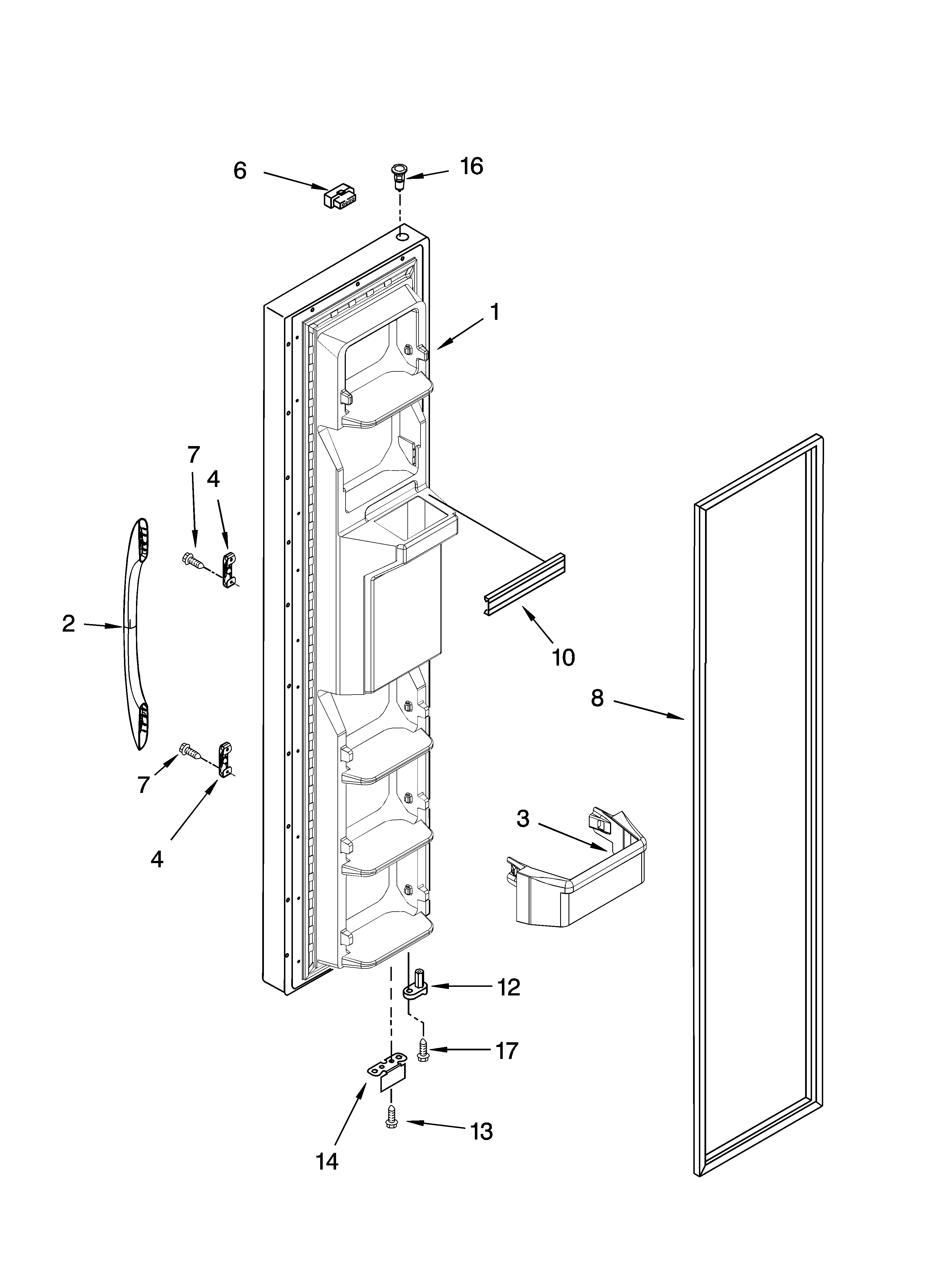 Kenmore 10656786603 freezer door parts diagram