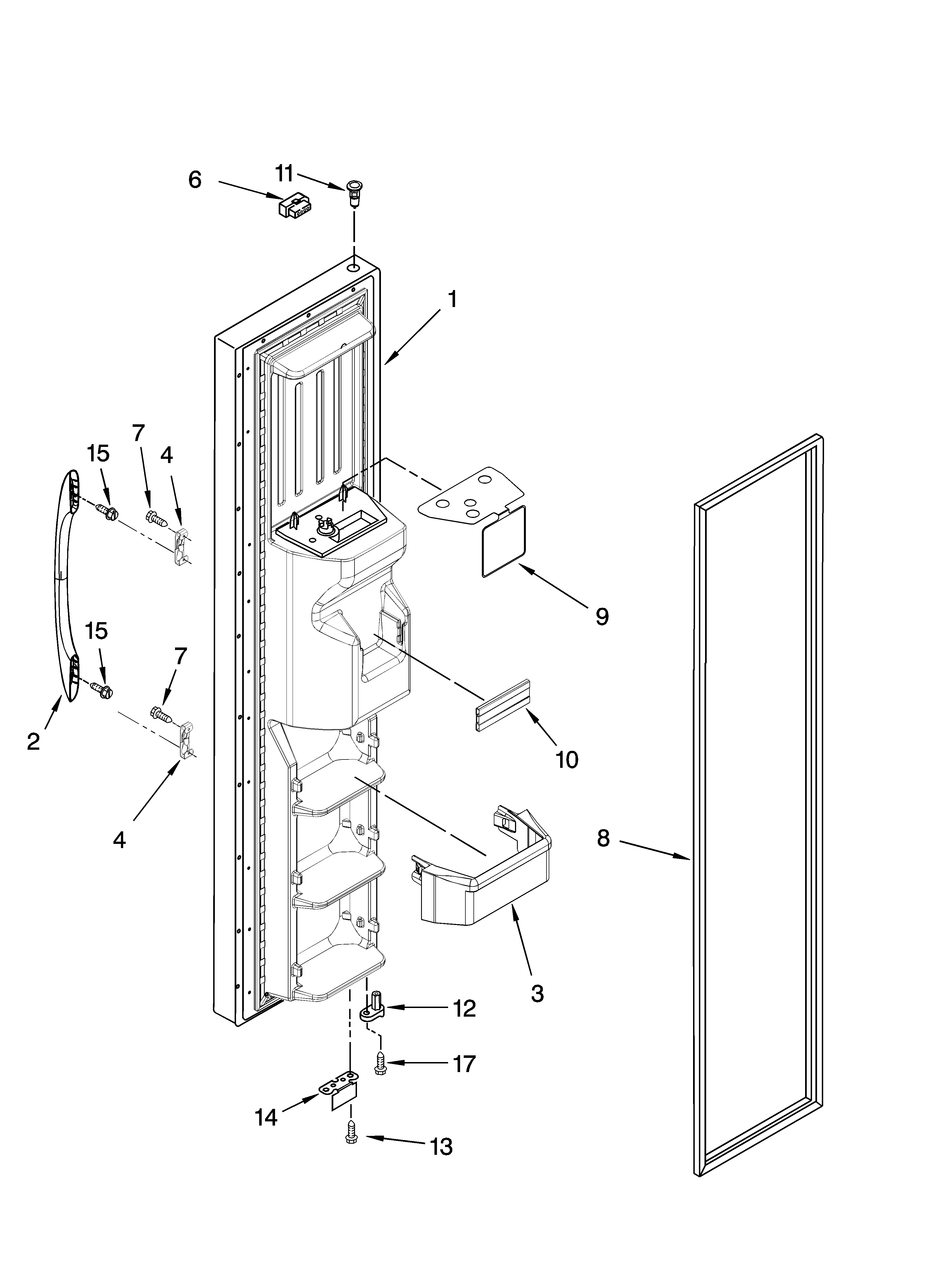 Kenmore 10656834601 freezer door parts diagram