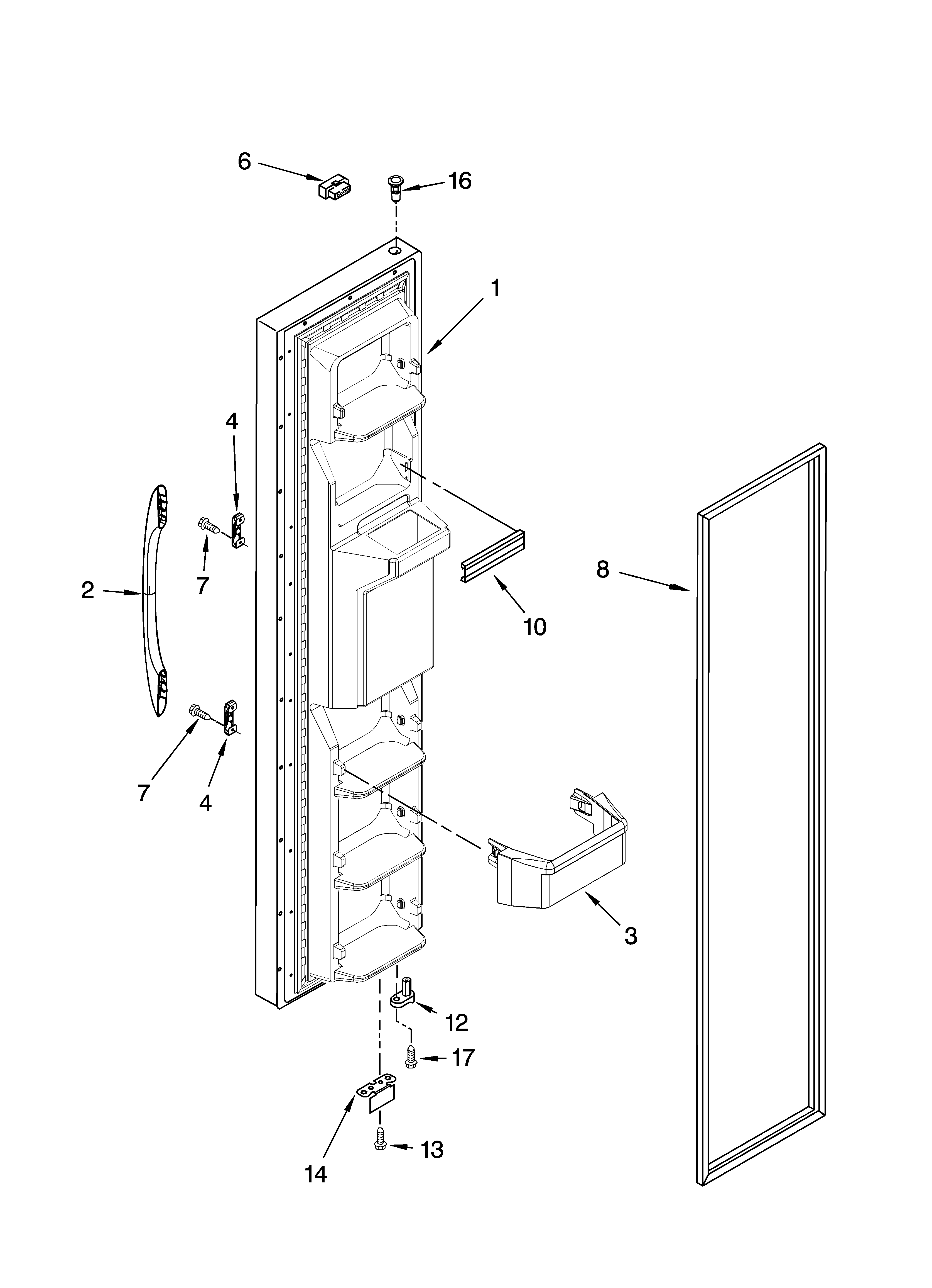 Kenmore 10656996601 freezer door parts diagram