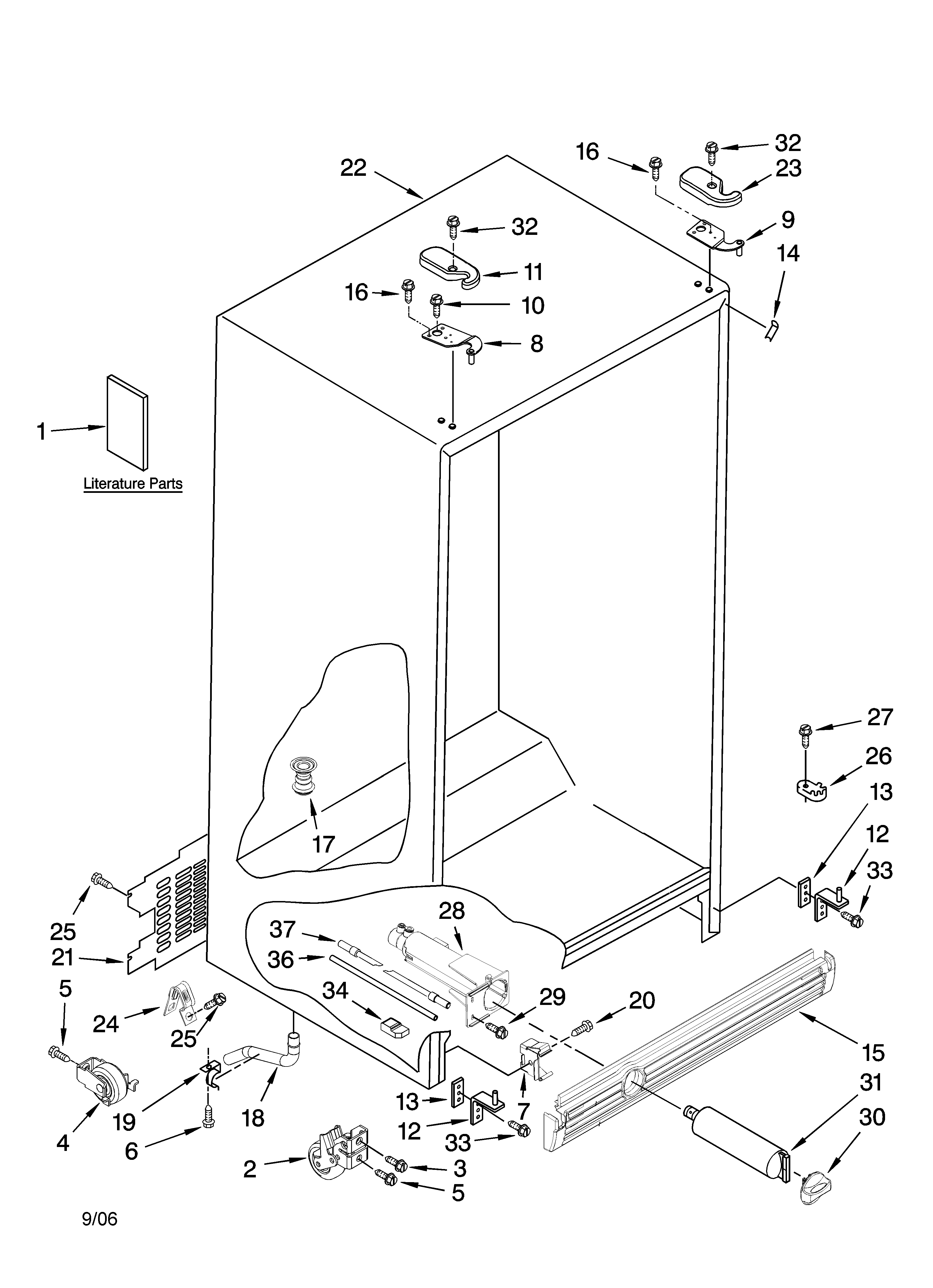 Kenmore 10657209602 cabinet parts diagram
