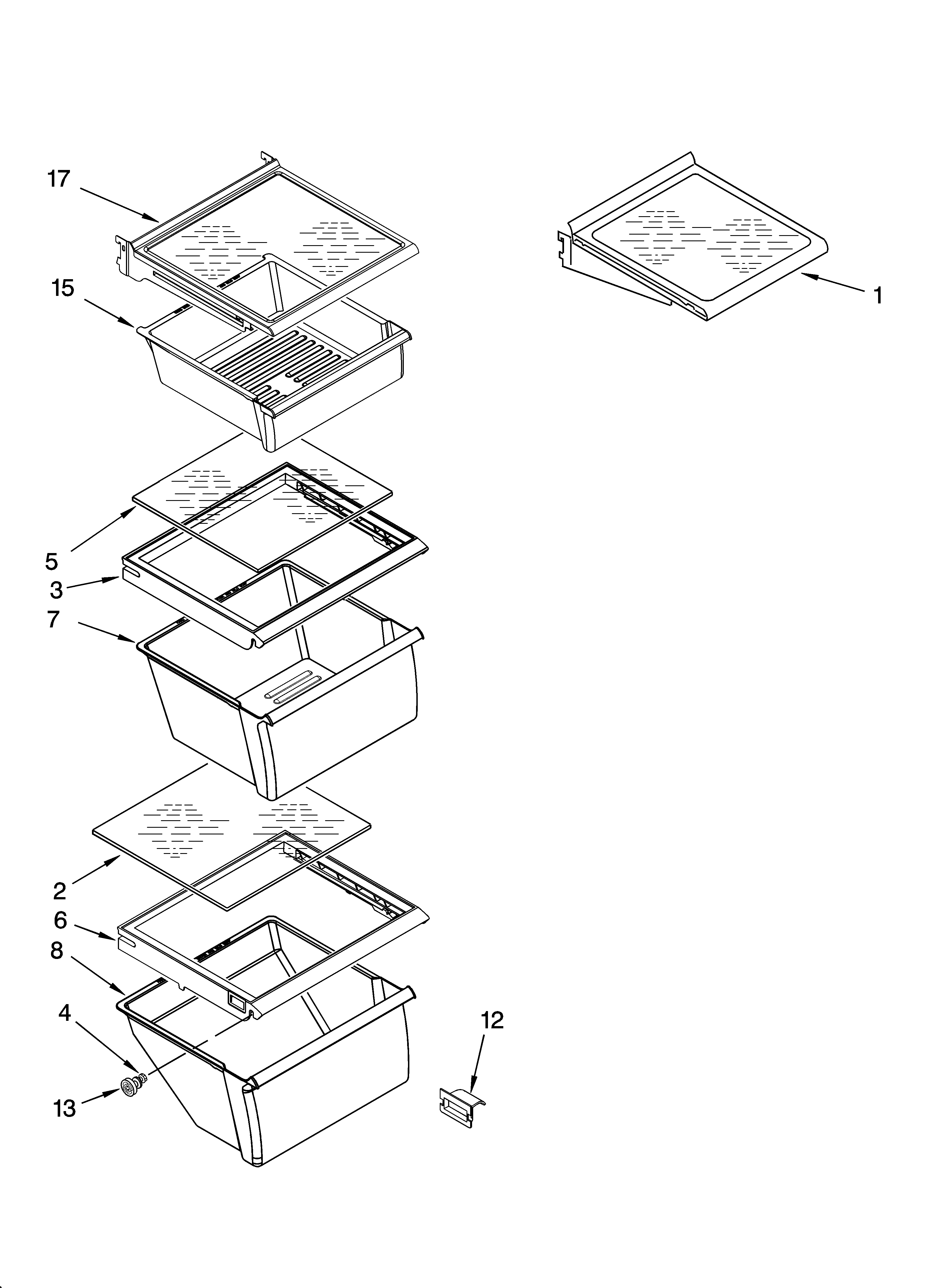Kenmore 10657209602 refrigerator shelf parts diagram