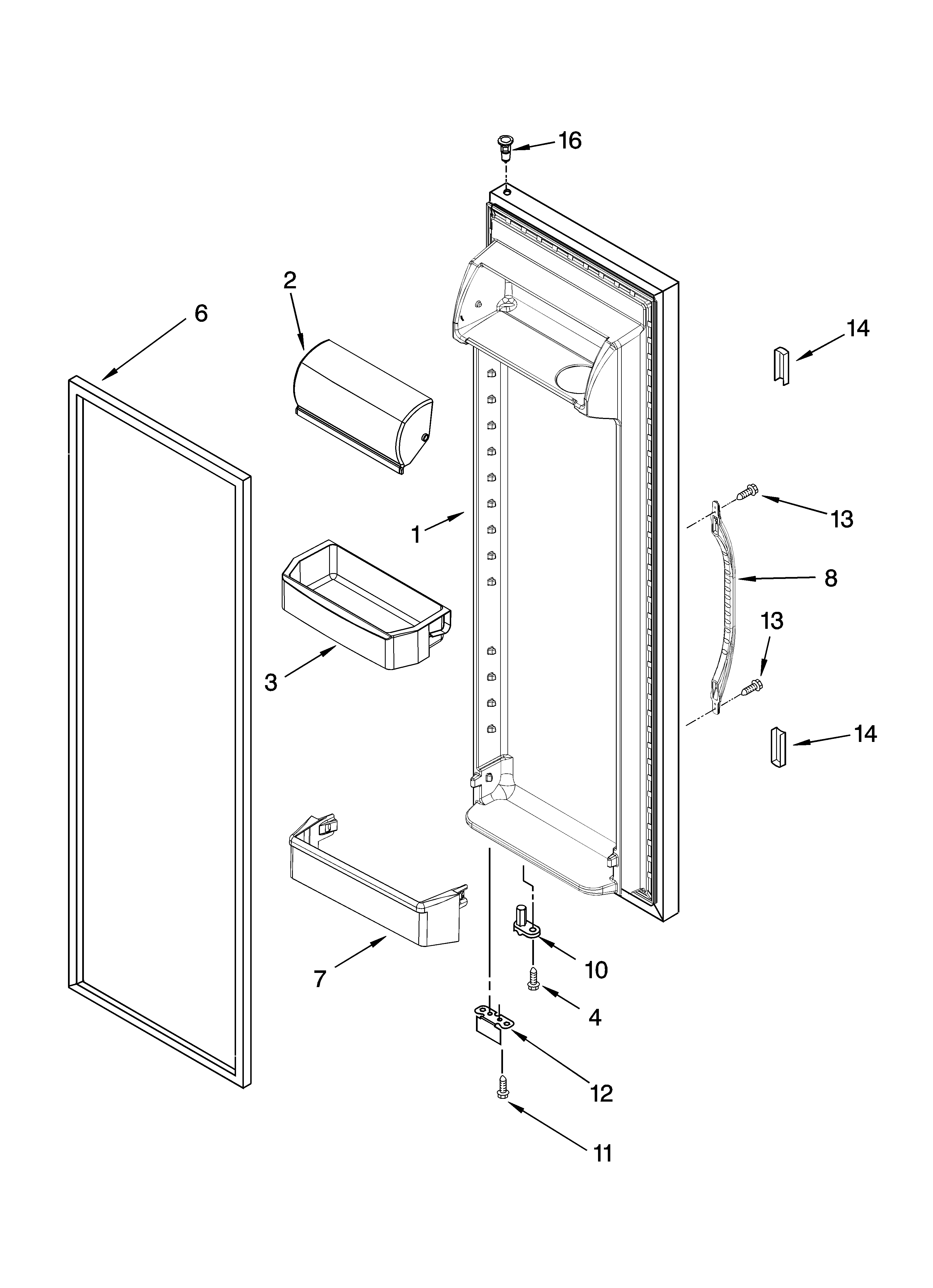 Kenmore 10657209602 refrigerator door parts diagram