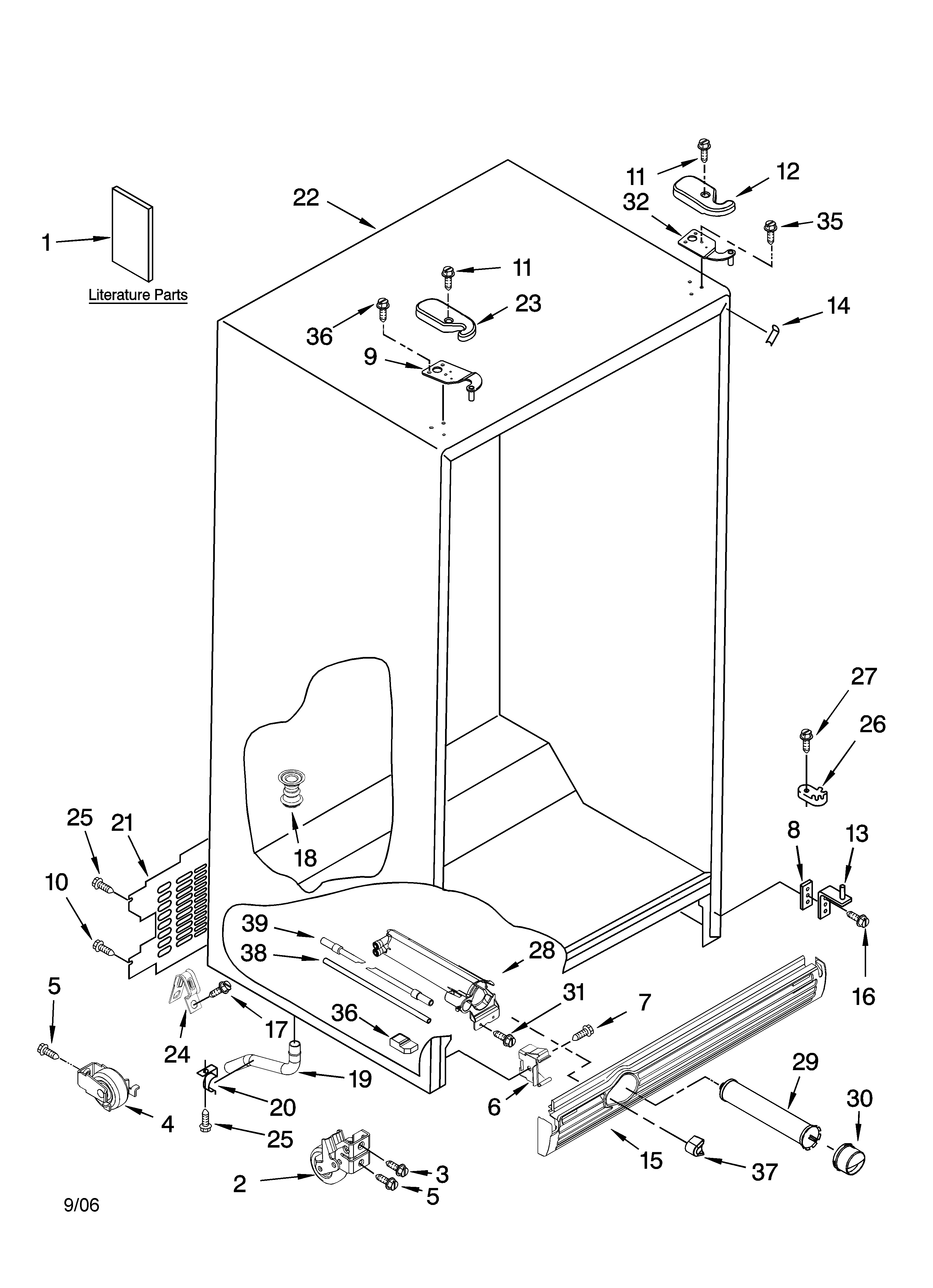 Kenmore Elite 10658174702 cabinet parts diagram