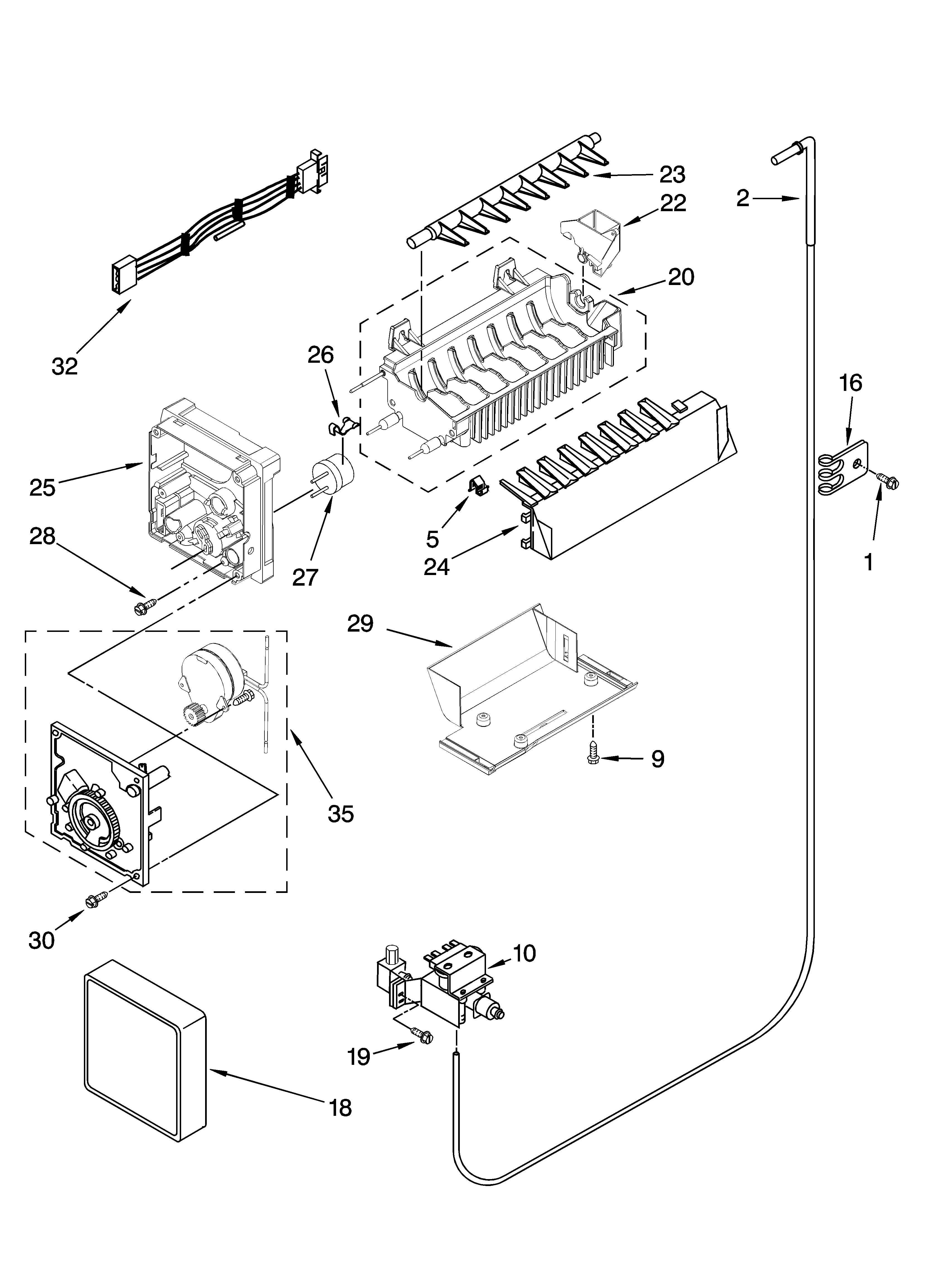 Kenmore Elite 10658174702 icemaker parts, optional parts (not included) diagram