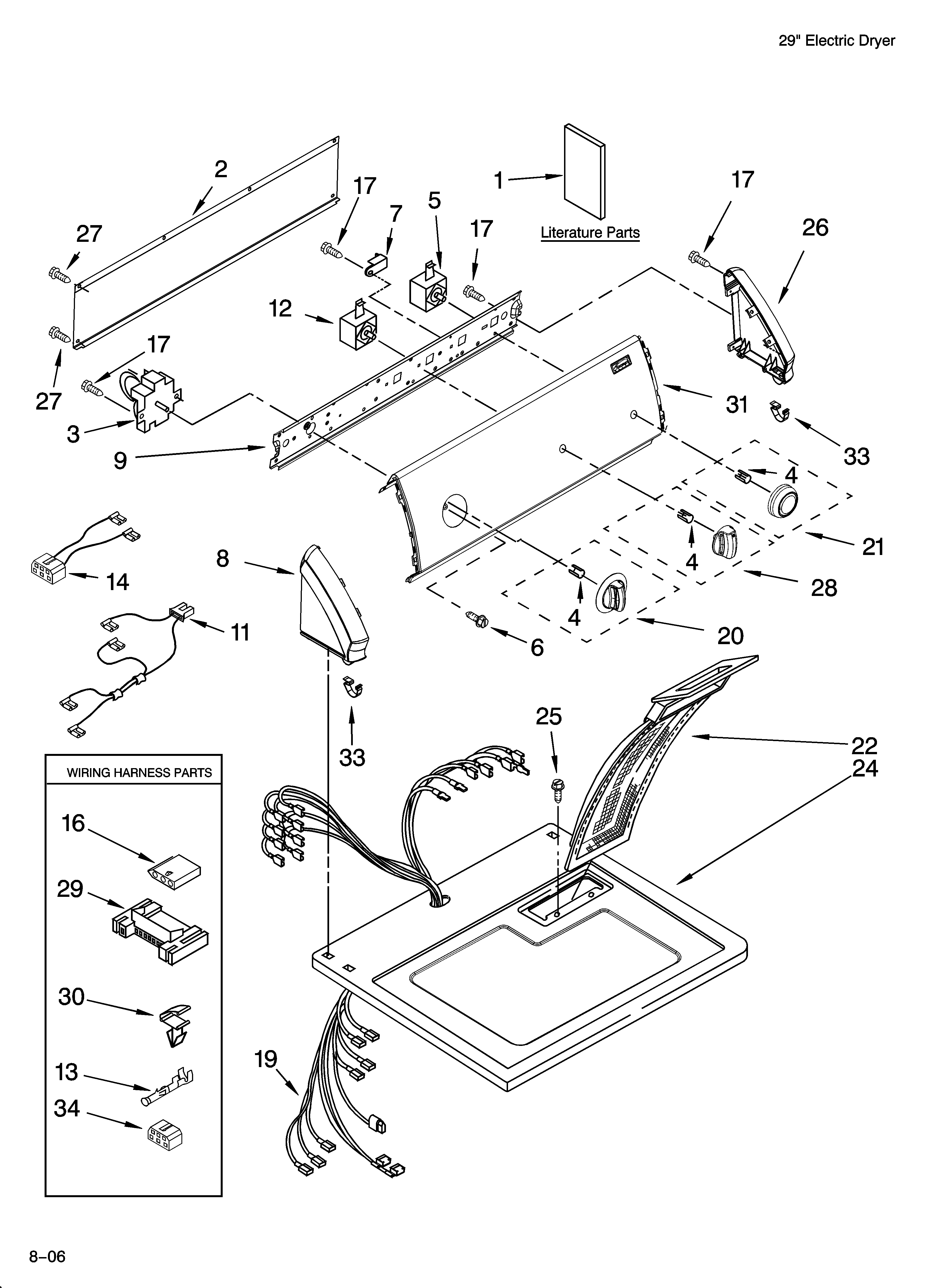 Kenmore 110C66652502 top and console parts diagram