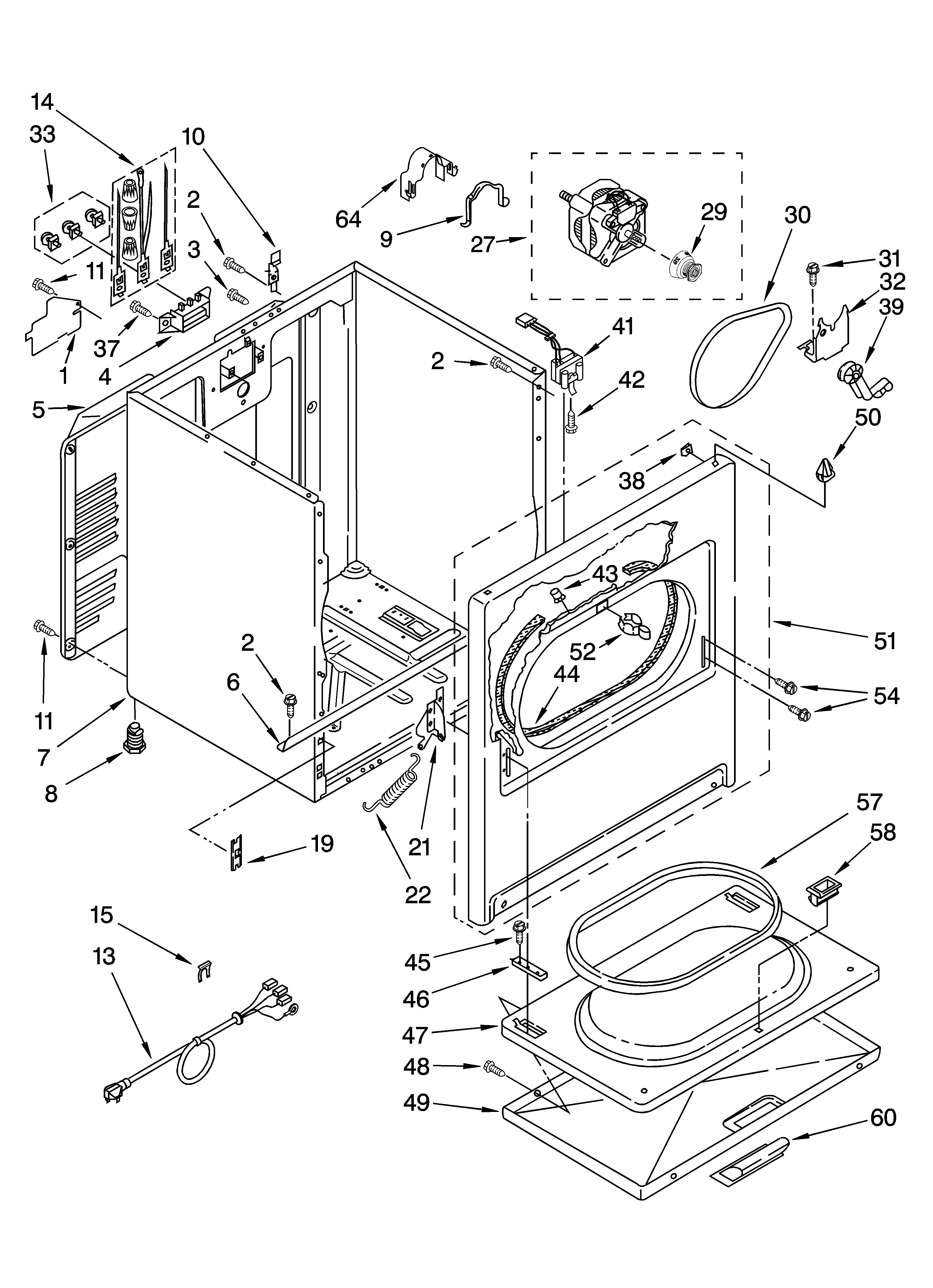 Kenmore 110C66652502 cabinet parts diagram