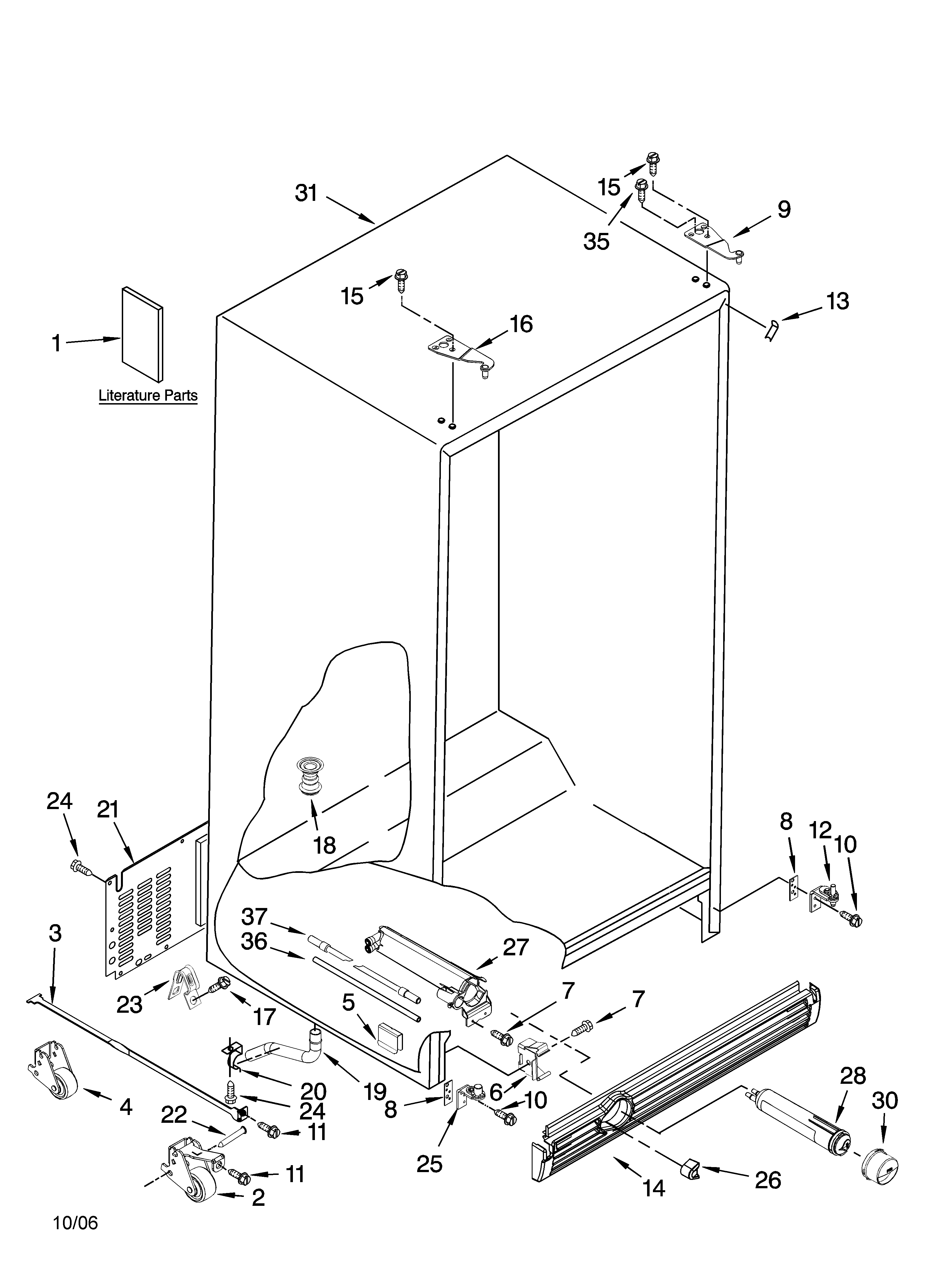 Kenmore Elite 10644432600 cabinet parts diagram