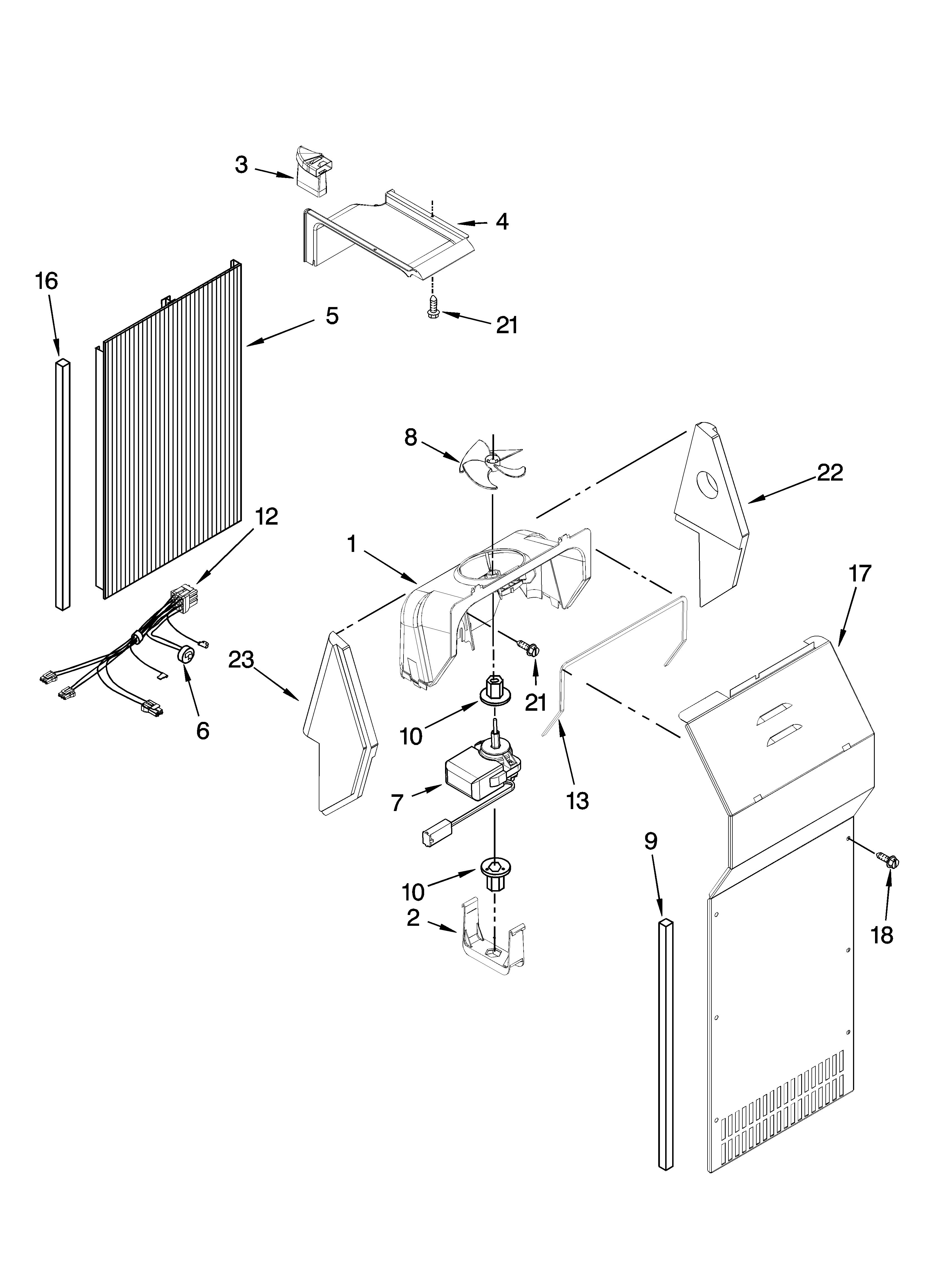 Kenmore Elite 10644432600 air flow parts diagram