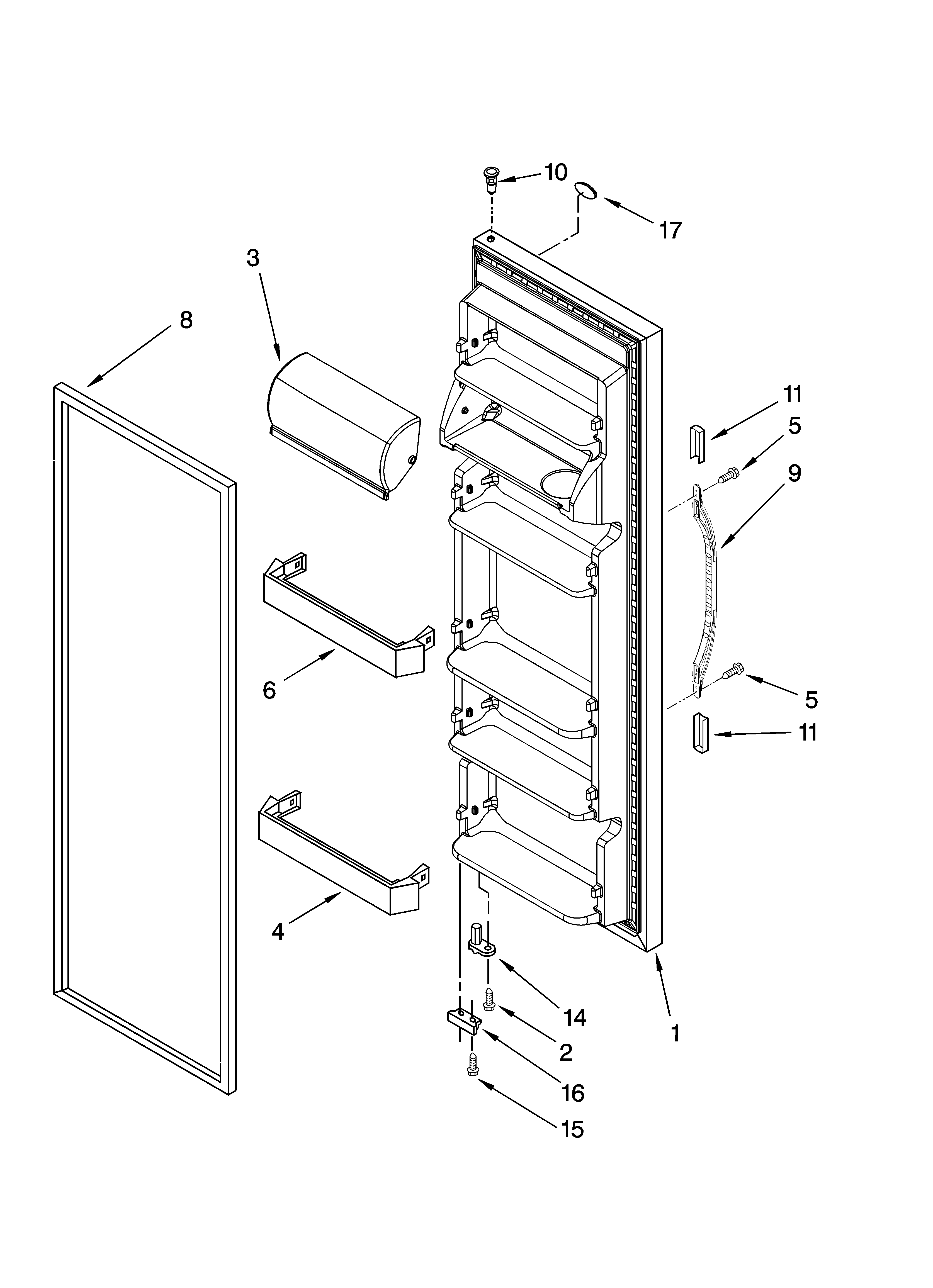 Kenmore 10649212700 refrigerator door parts diagram