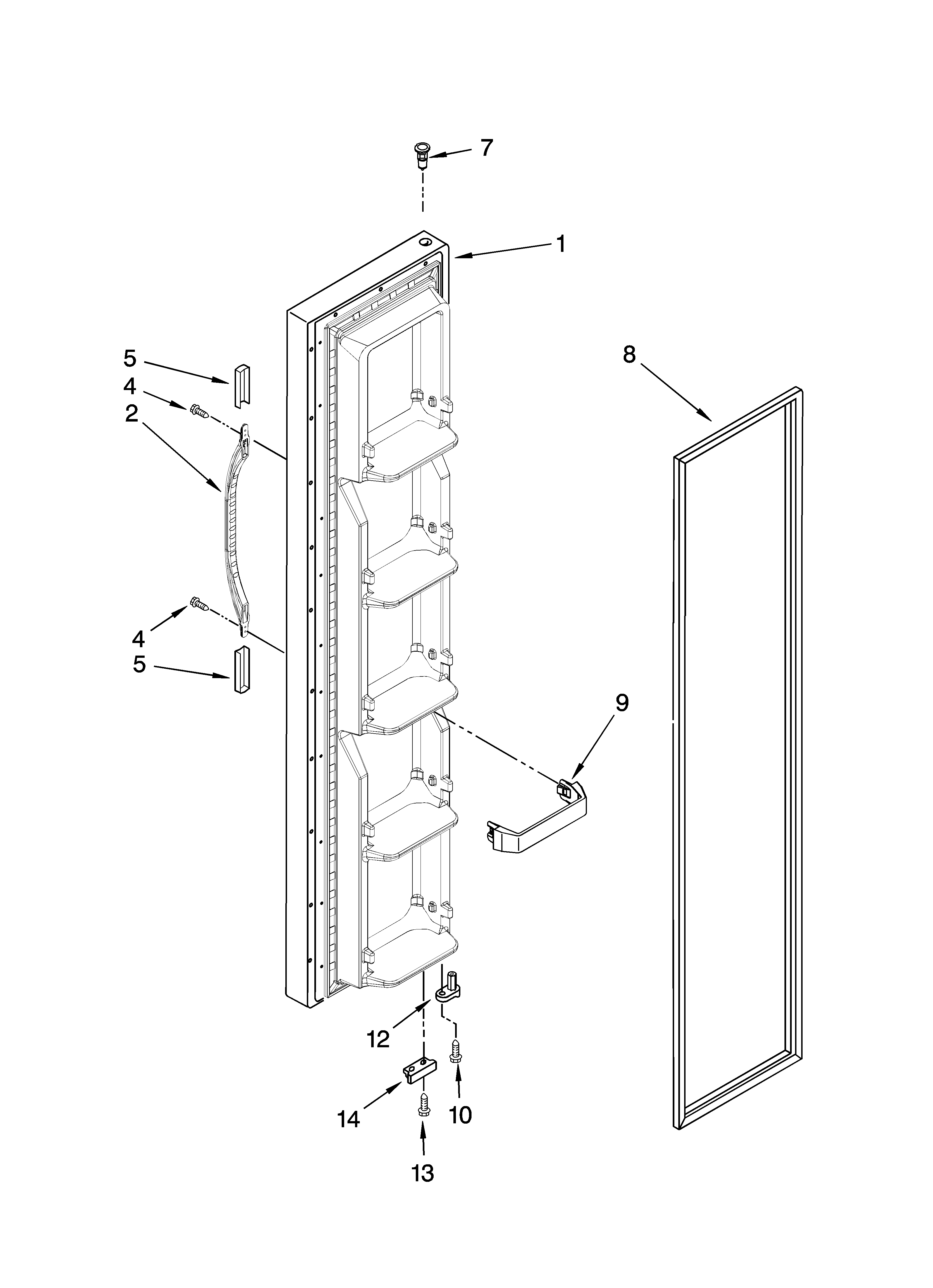 Kenmore 10649212700 freezer door parts diagram