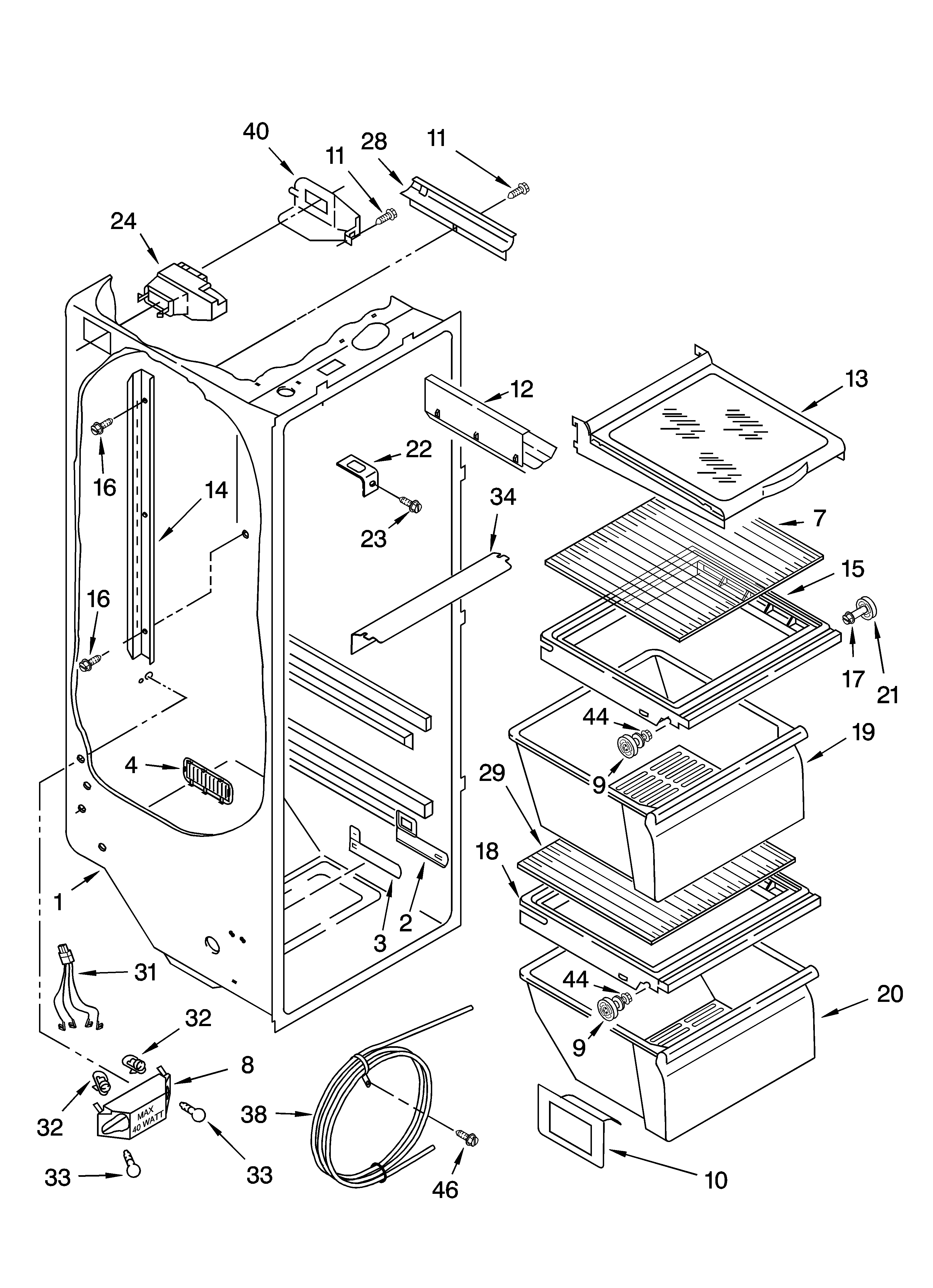 Kenmore 10656629500 refrigerator liner parts diagram