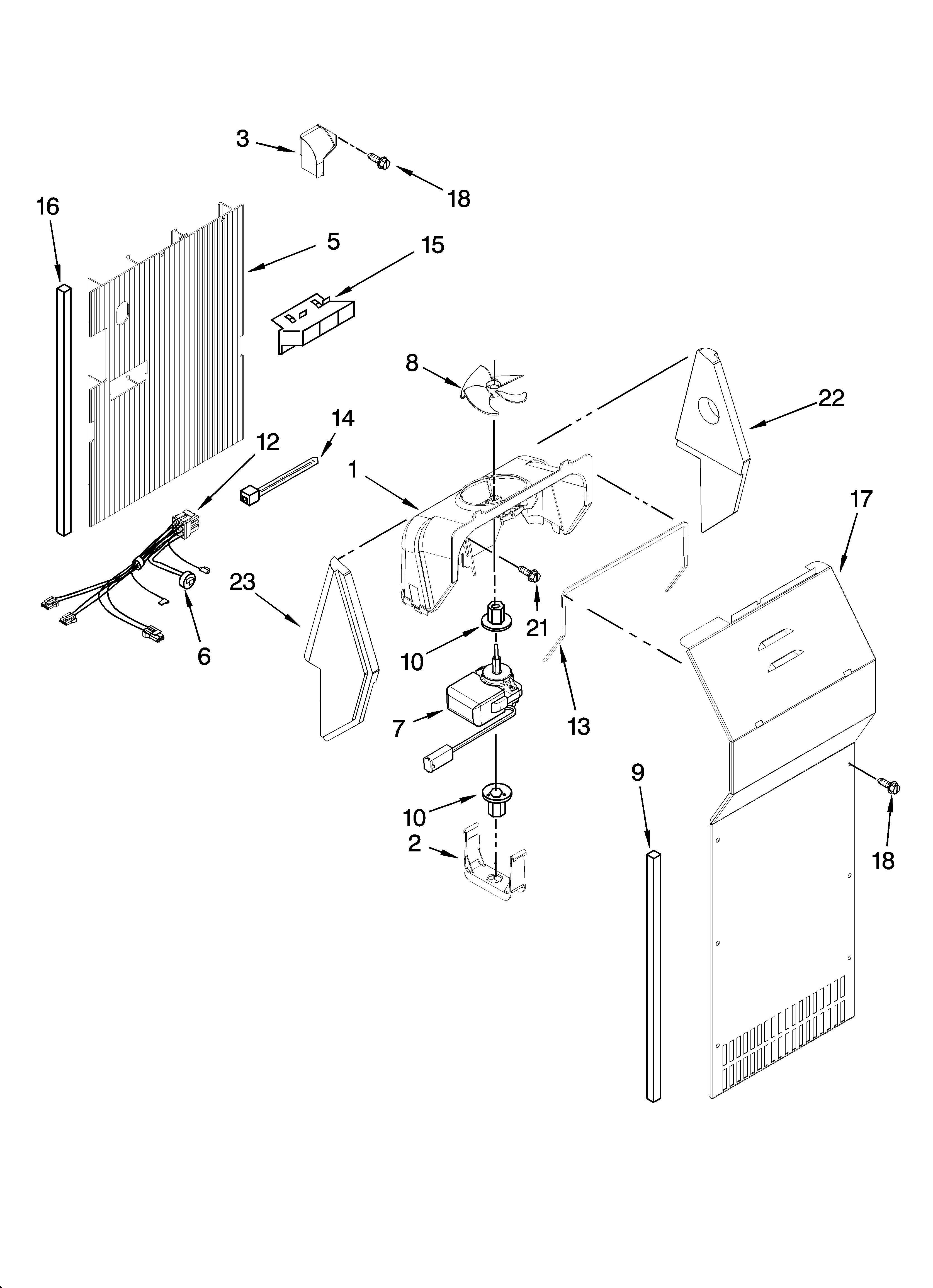 Kenmore 10656629500 air flow parts diagram