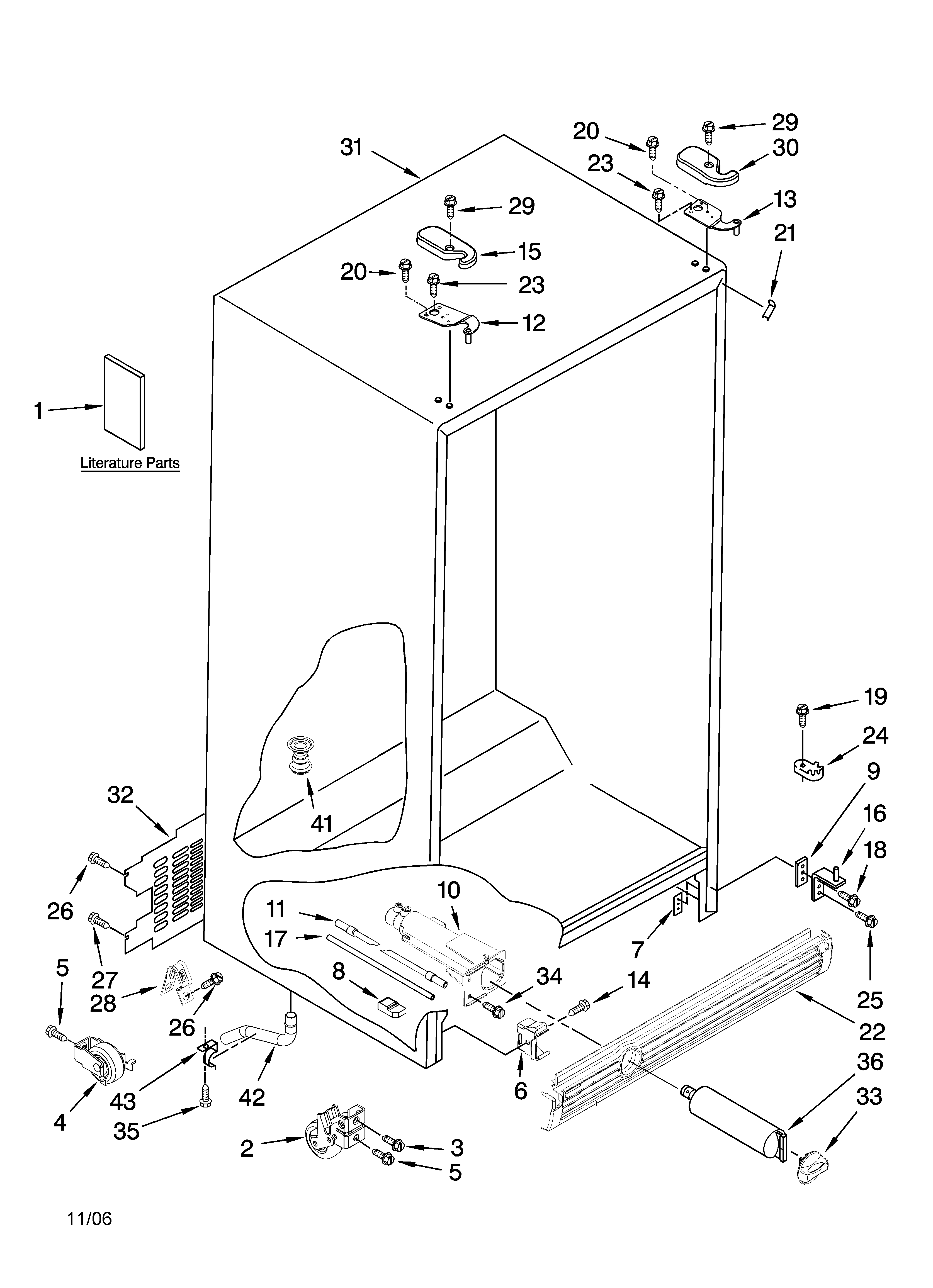 Kenmore 10657342700 cabinet parts diagram
