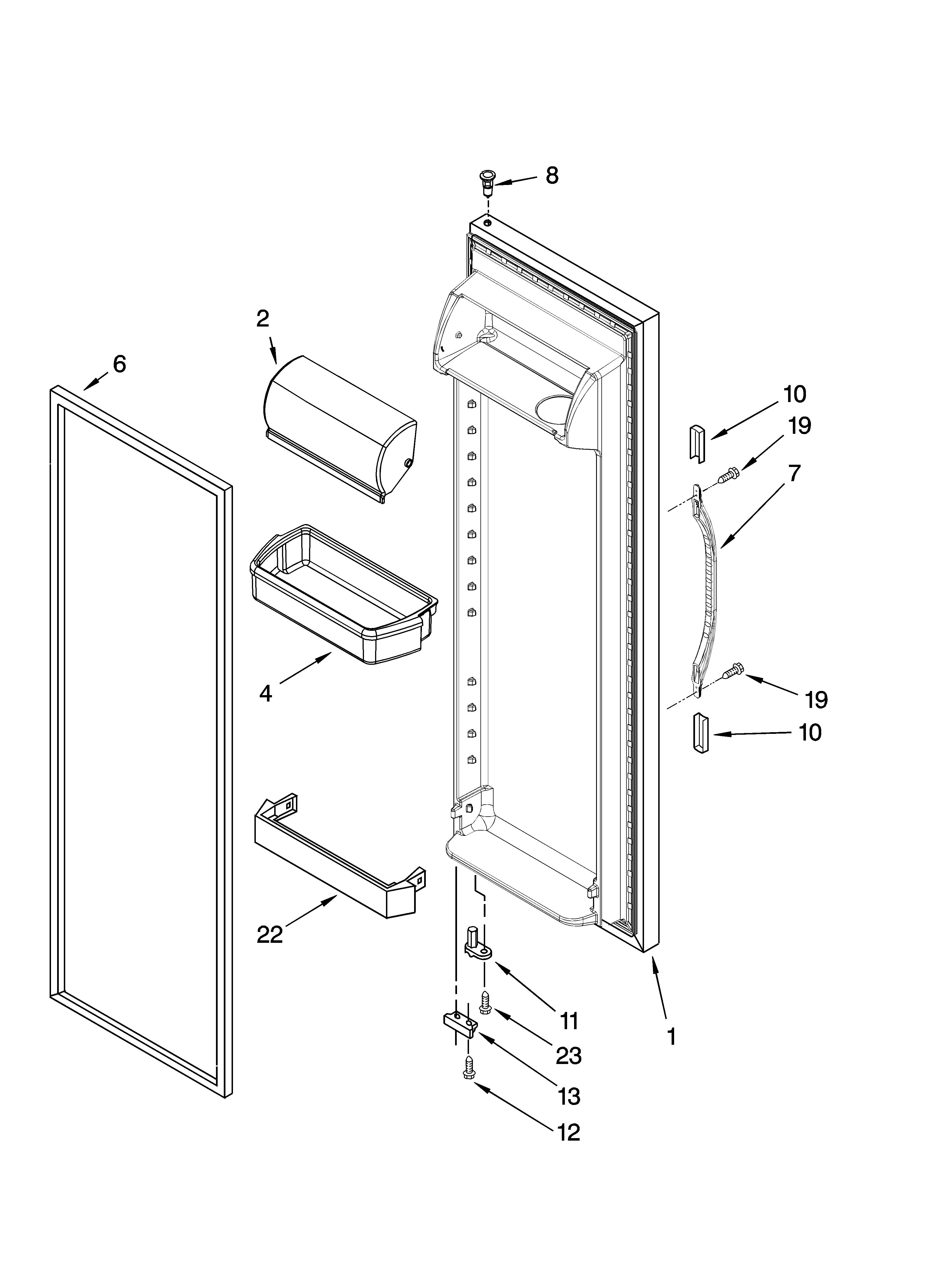 Kenmore 10657342700 refrigerator door parts diagram