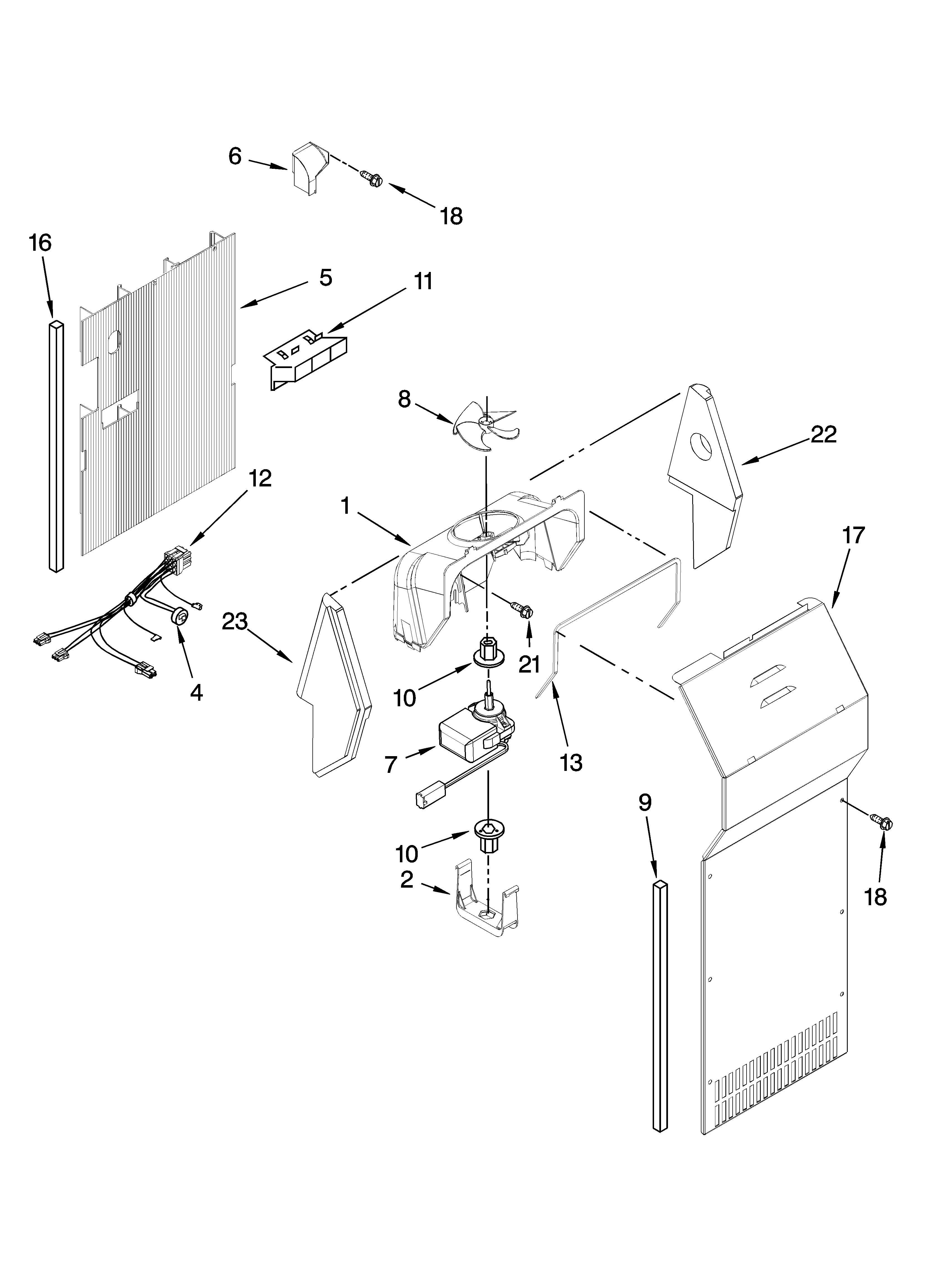 Kenmore 10657342700 air flow parts diagram