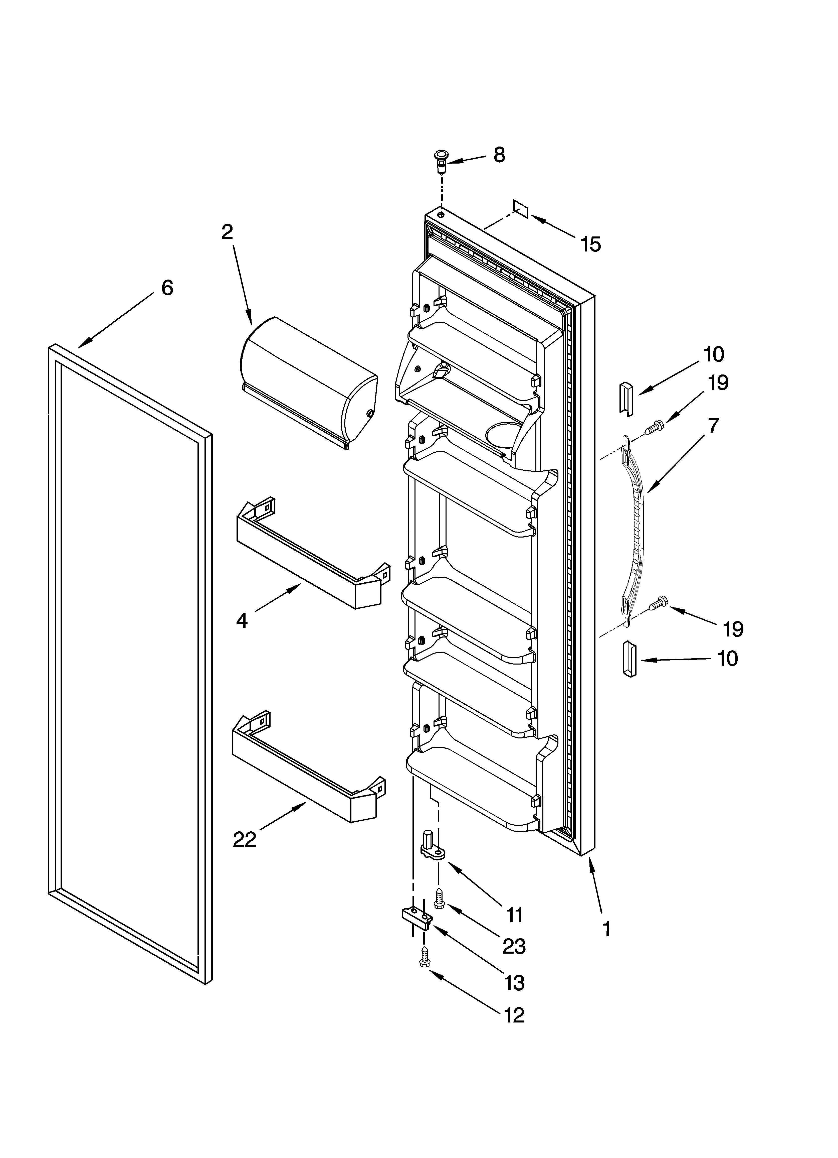 Kenmore 10659919700 refrigerator door parts diagram