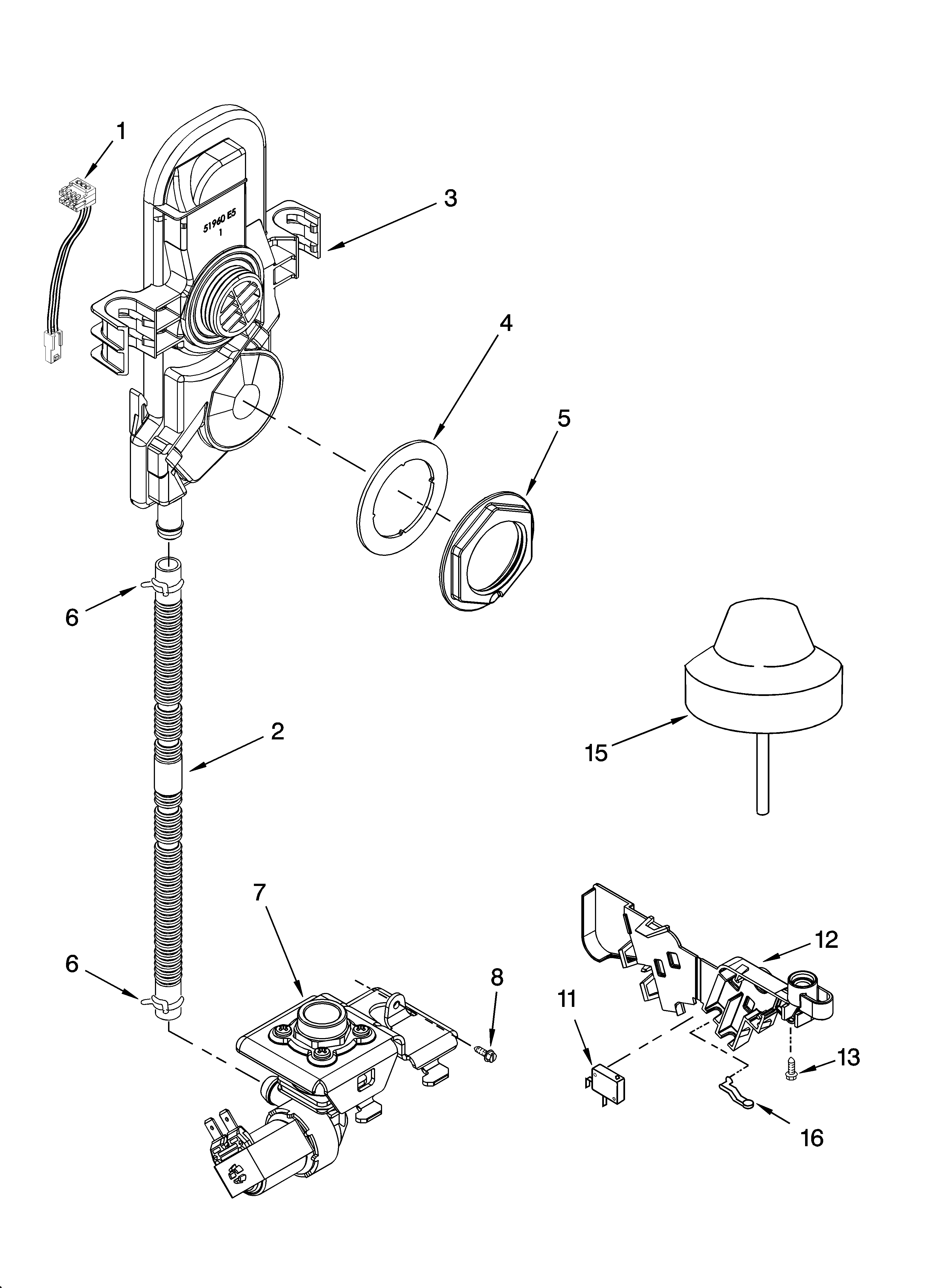 Kenmore 66513222K601 fill and overfill parts diagram