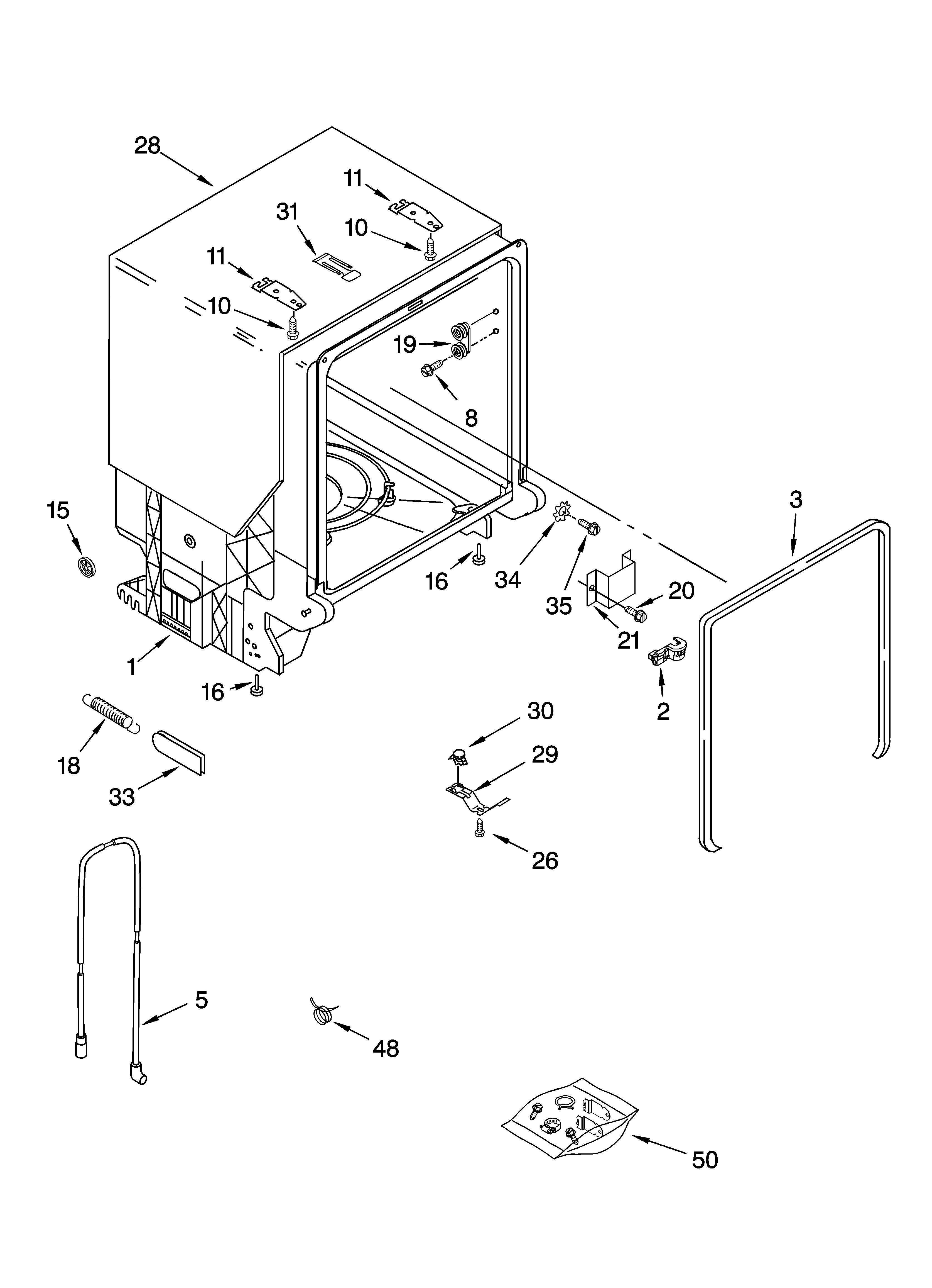 Kenmore 66513222K601 tub and frame parts diagram