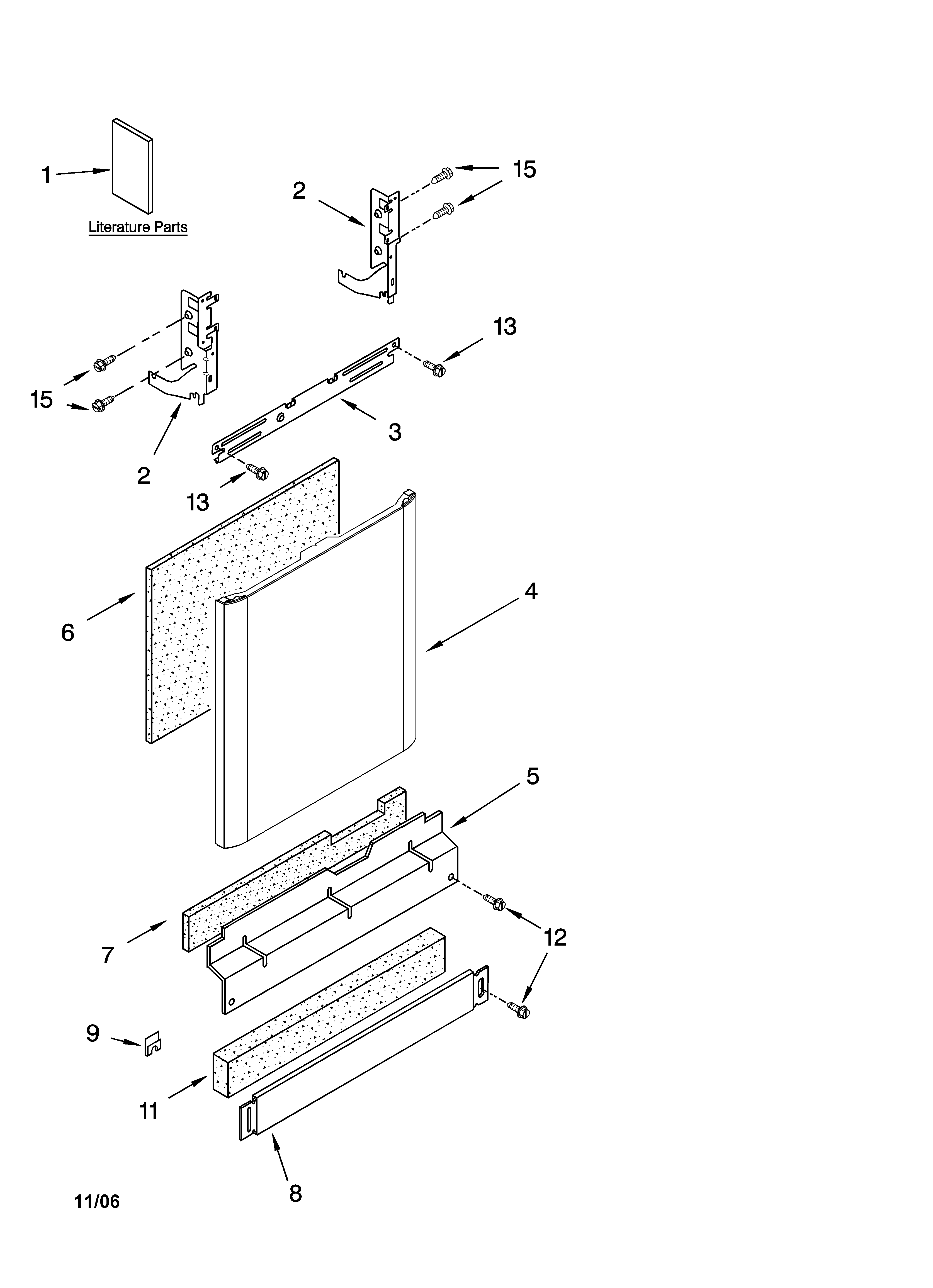 Kenmore Elite 66513863K602 door and panel parts diagram