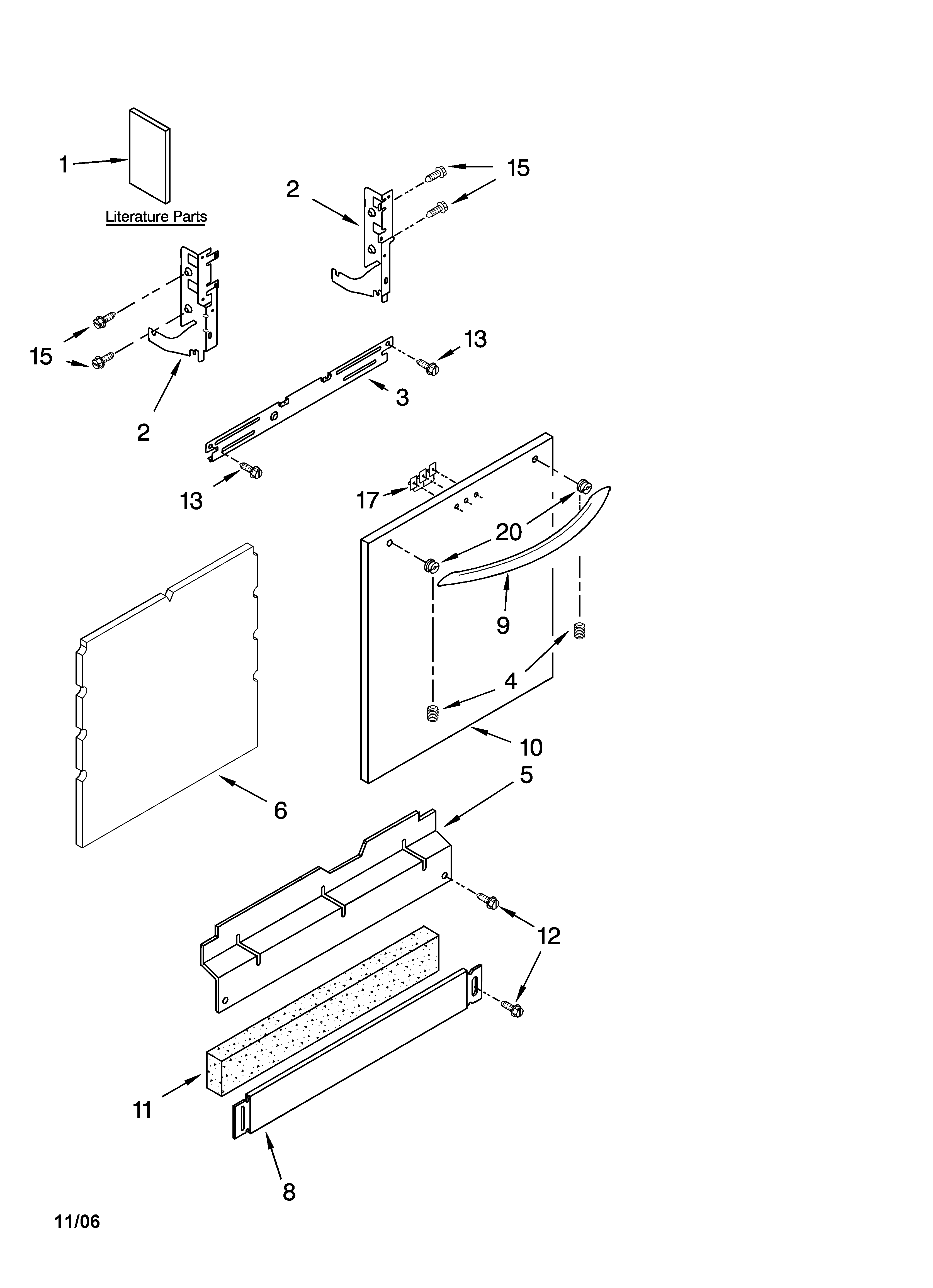 Kenmore Elite 66513793K602 door and panel parts diagram