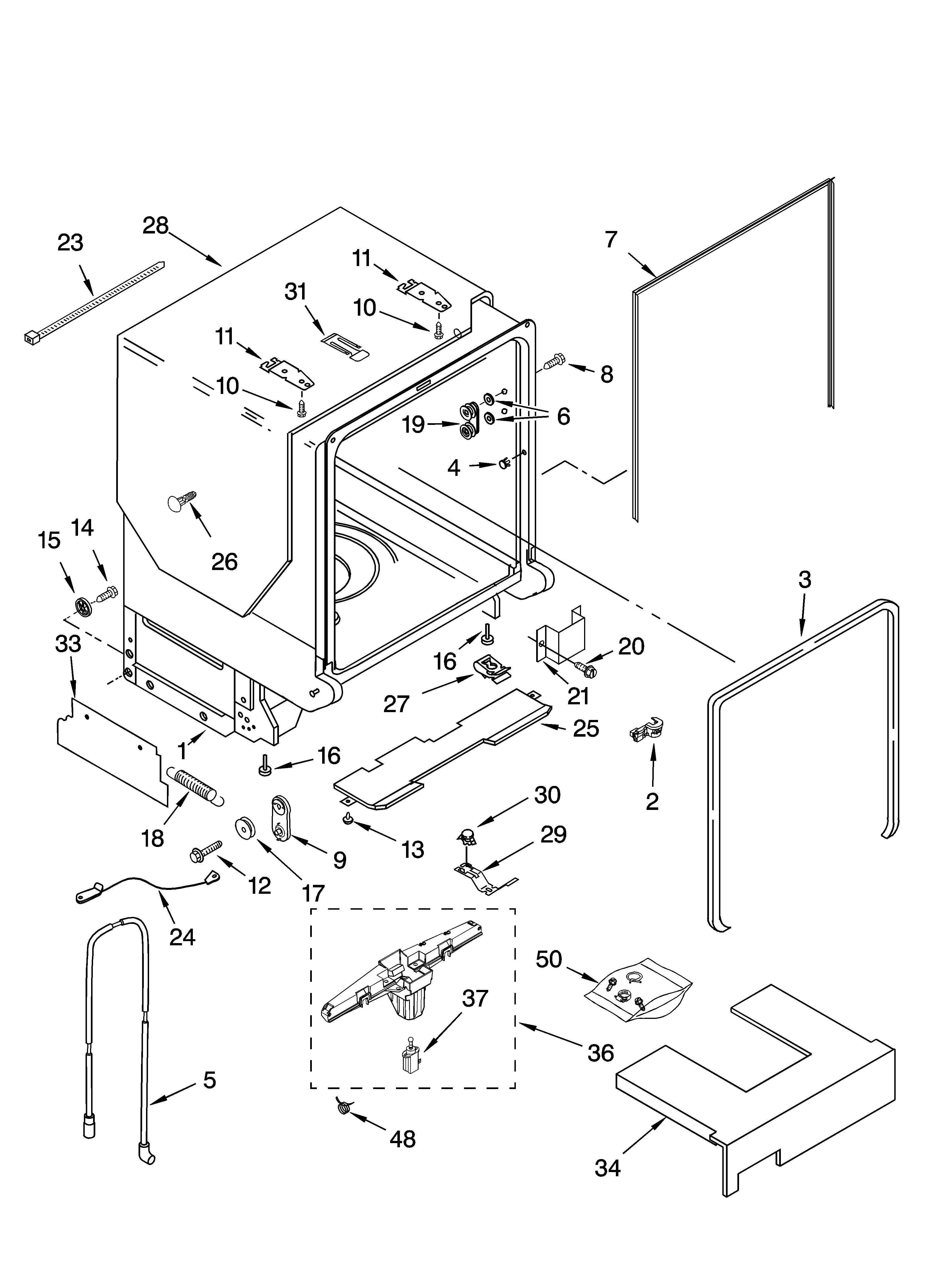 Kenmore Elite 66513793K602 tub and frame parts diagram