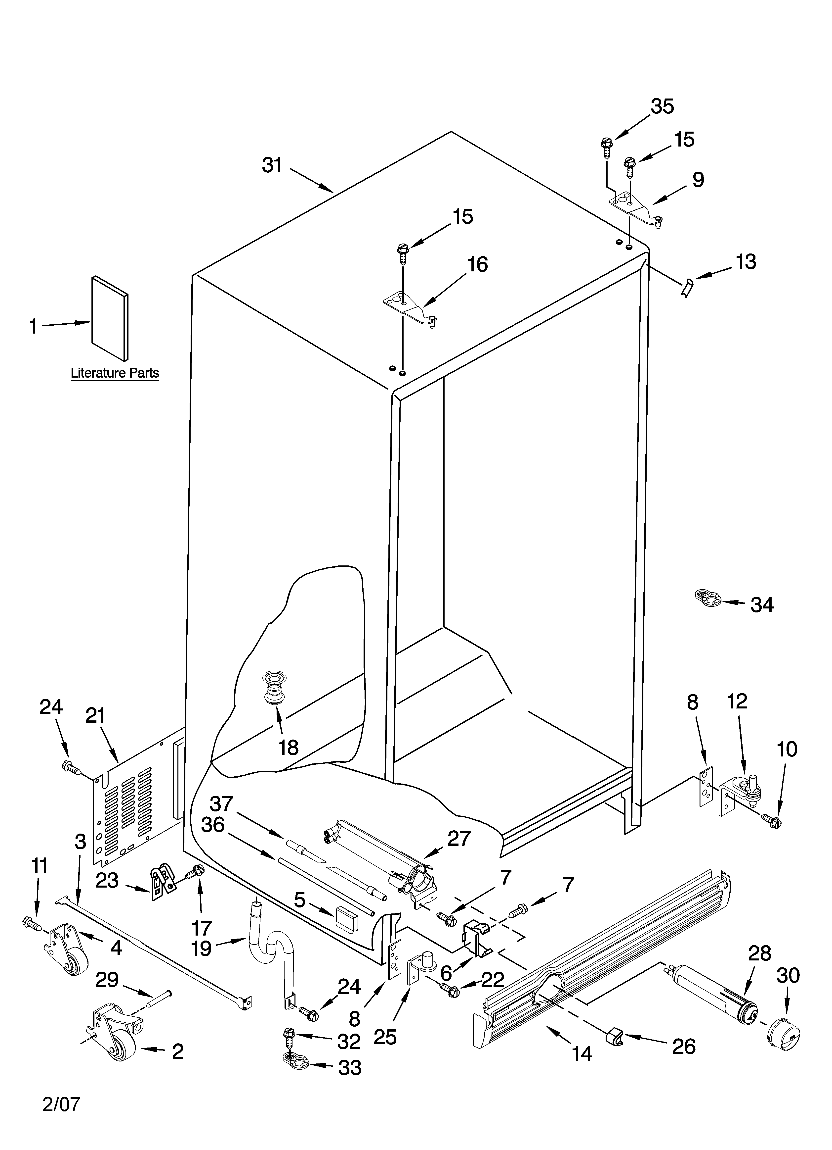 Kenmore Elite 10644023601 cabinet parts diagram
