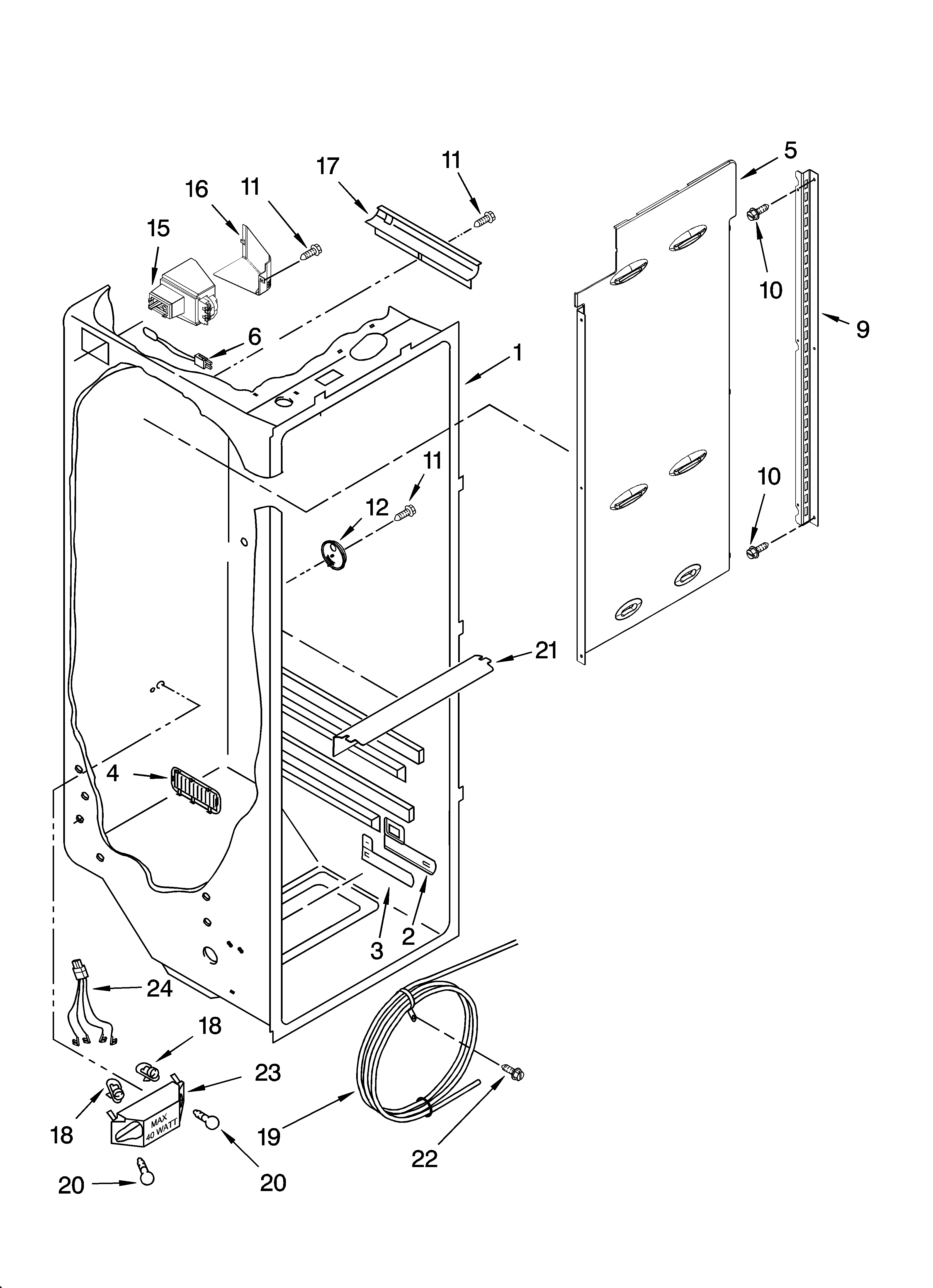Kenmore Elite 10657704700 refrigerator liner parts diagram