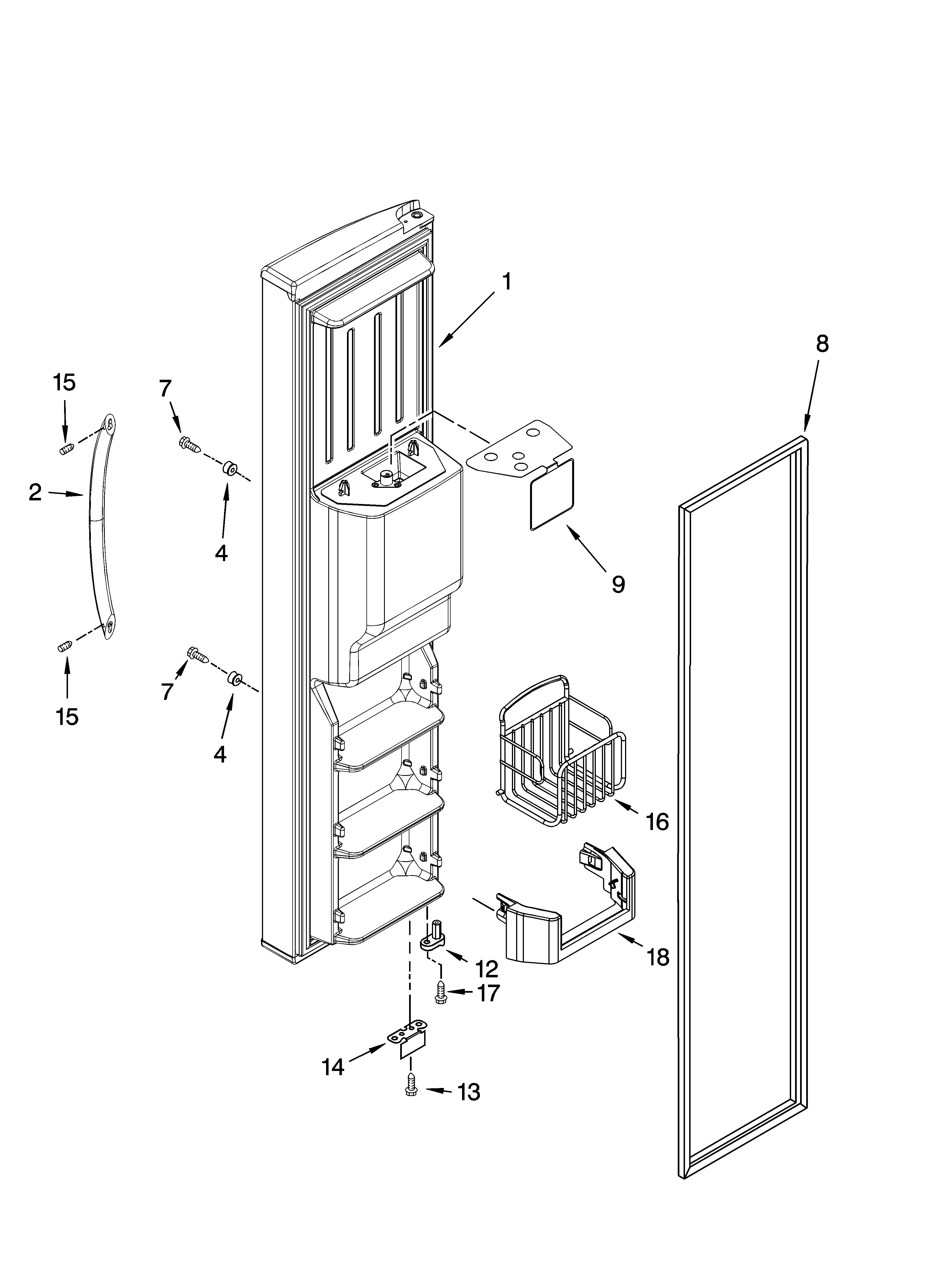 Kenmore Elite 10657704700 freezer door parts diagram