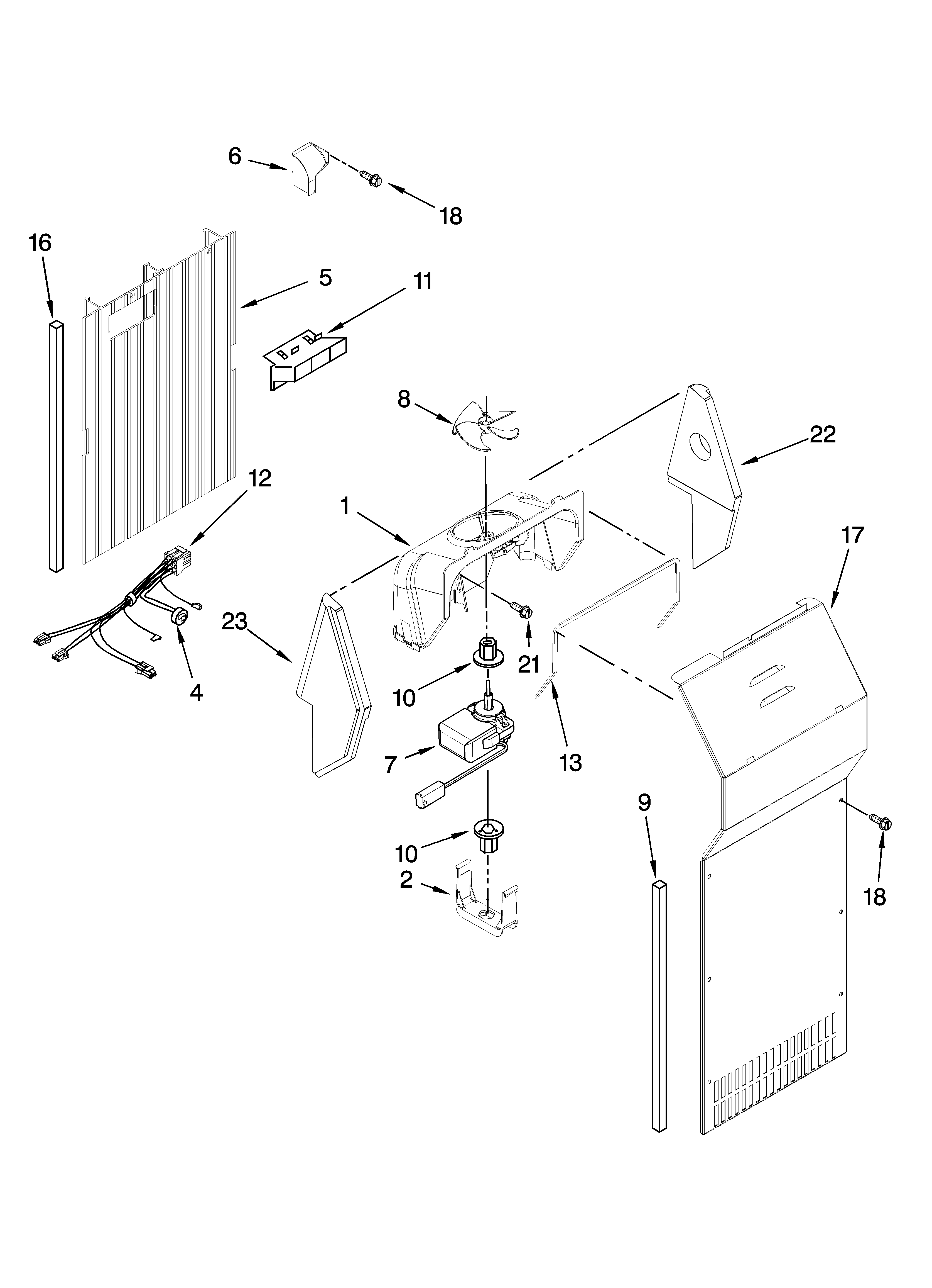 Kenmore 10658422700 air flow parts diagram