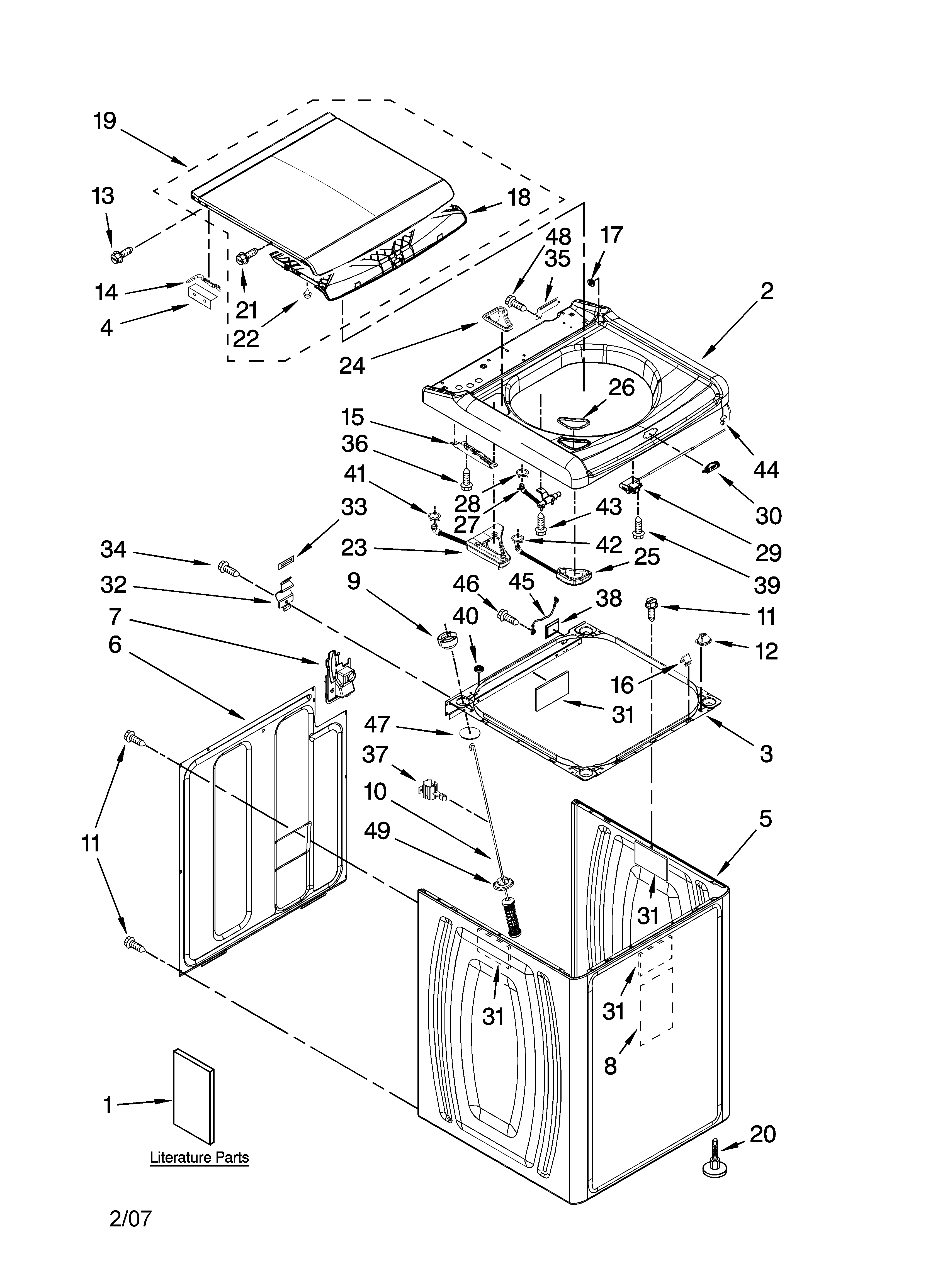 Kenmore Elite 11027032603 top and cabinet parts diagram