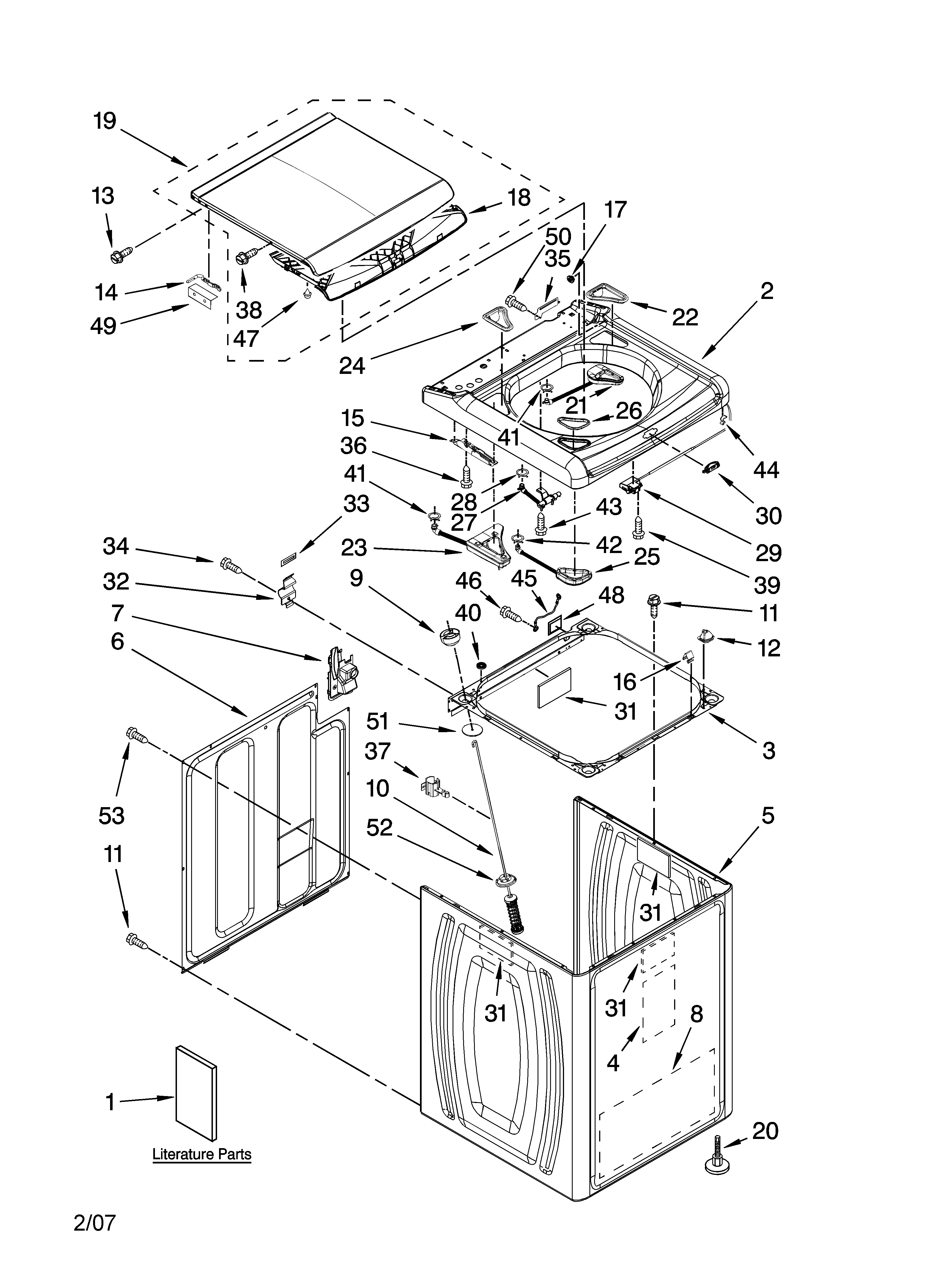 Kenmore Elite 11027062602 top and cabinet parts diagram