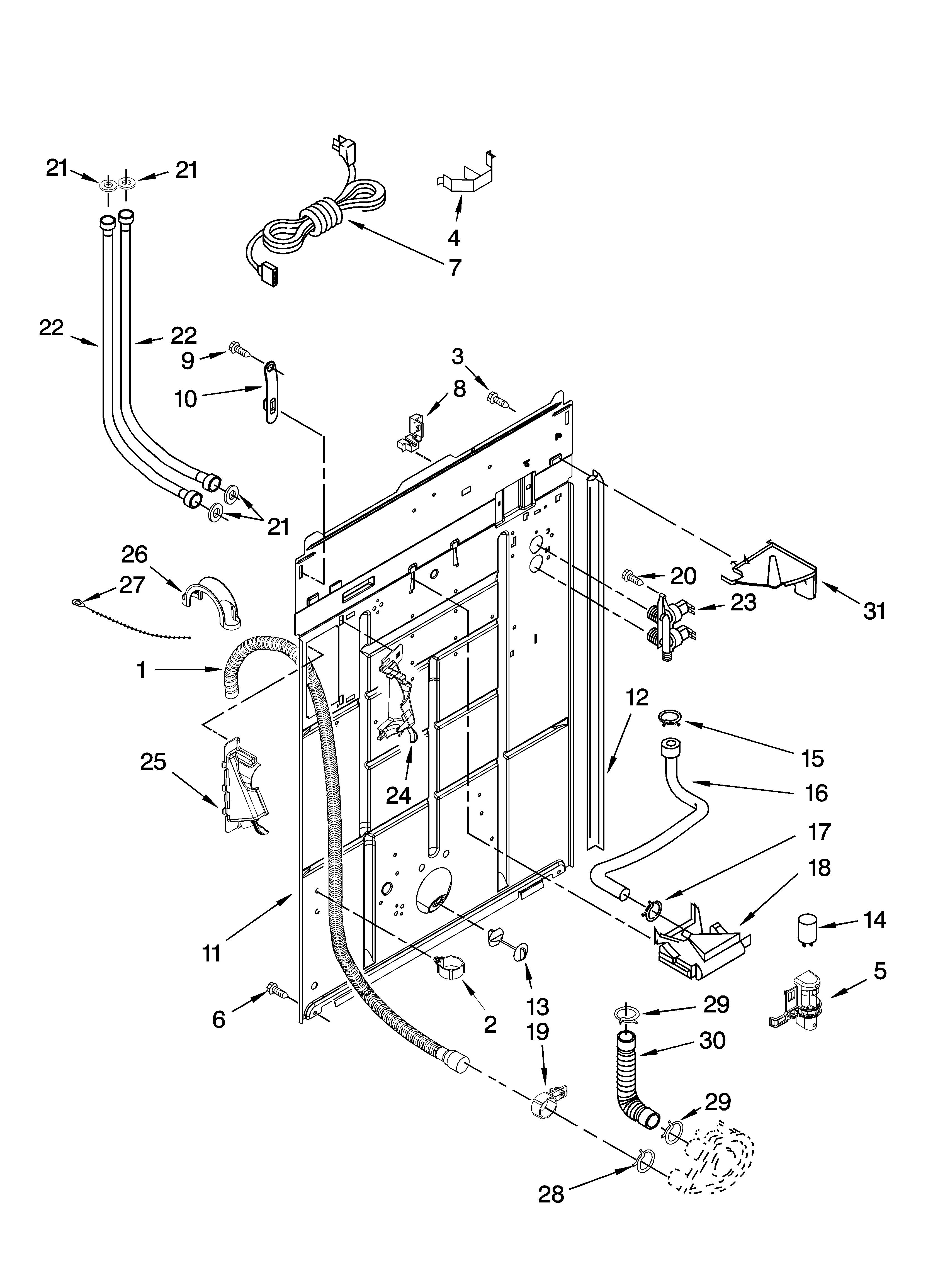 Kenmore 11027761700 rear panel parts diagram