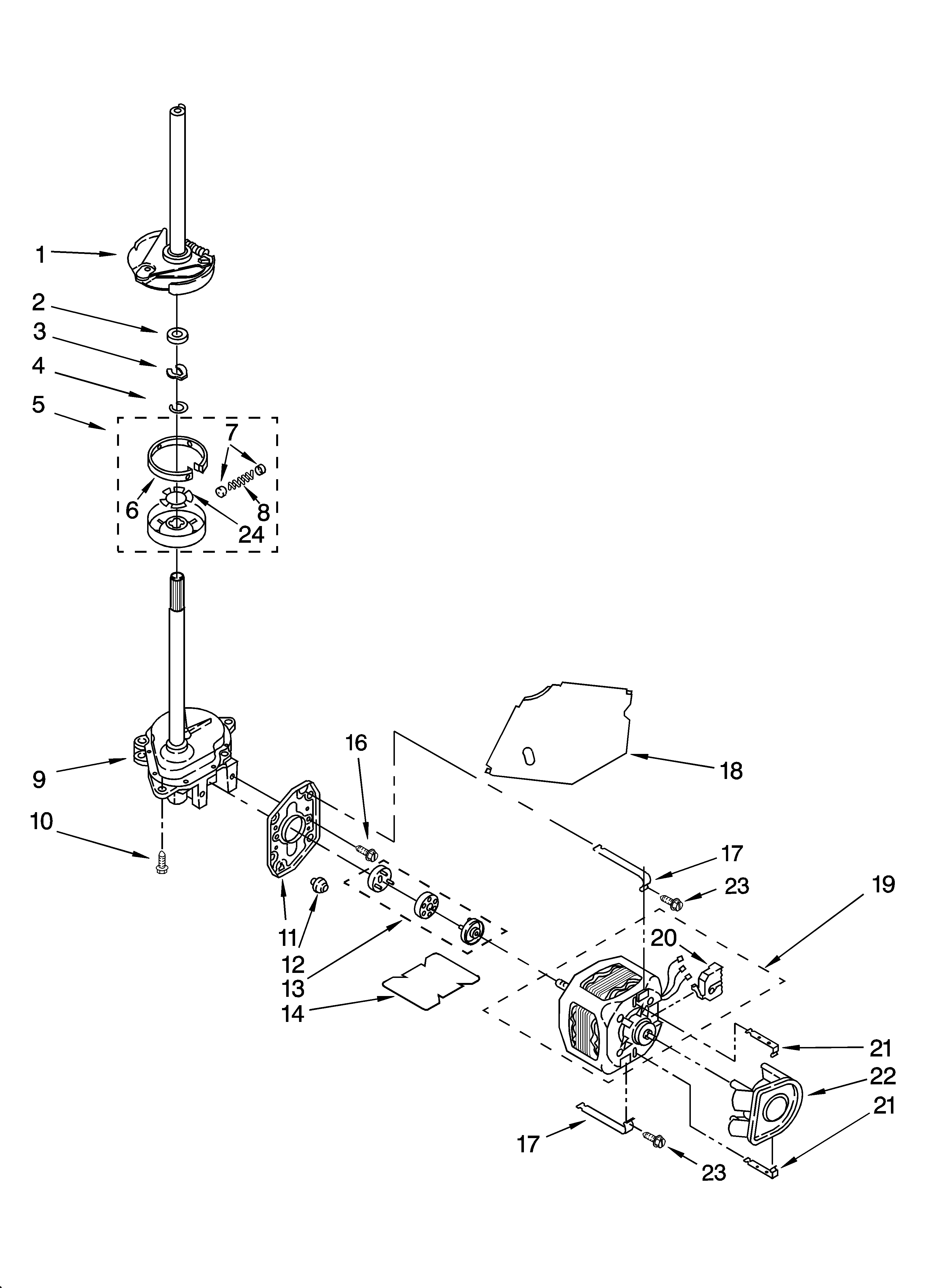 Kenmore 11027761700 brake, clutch, gearcase, motor and pump parts diagram