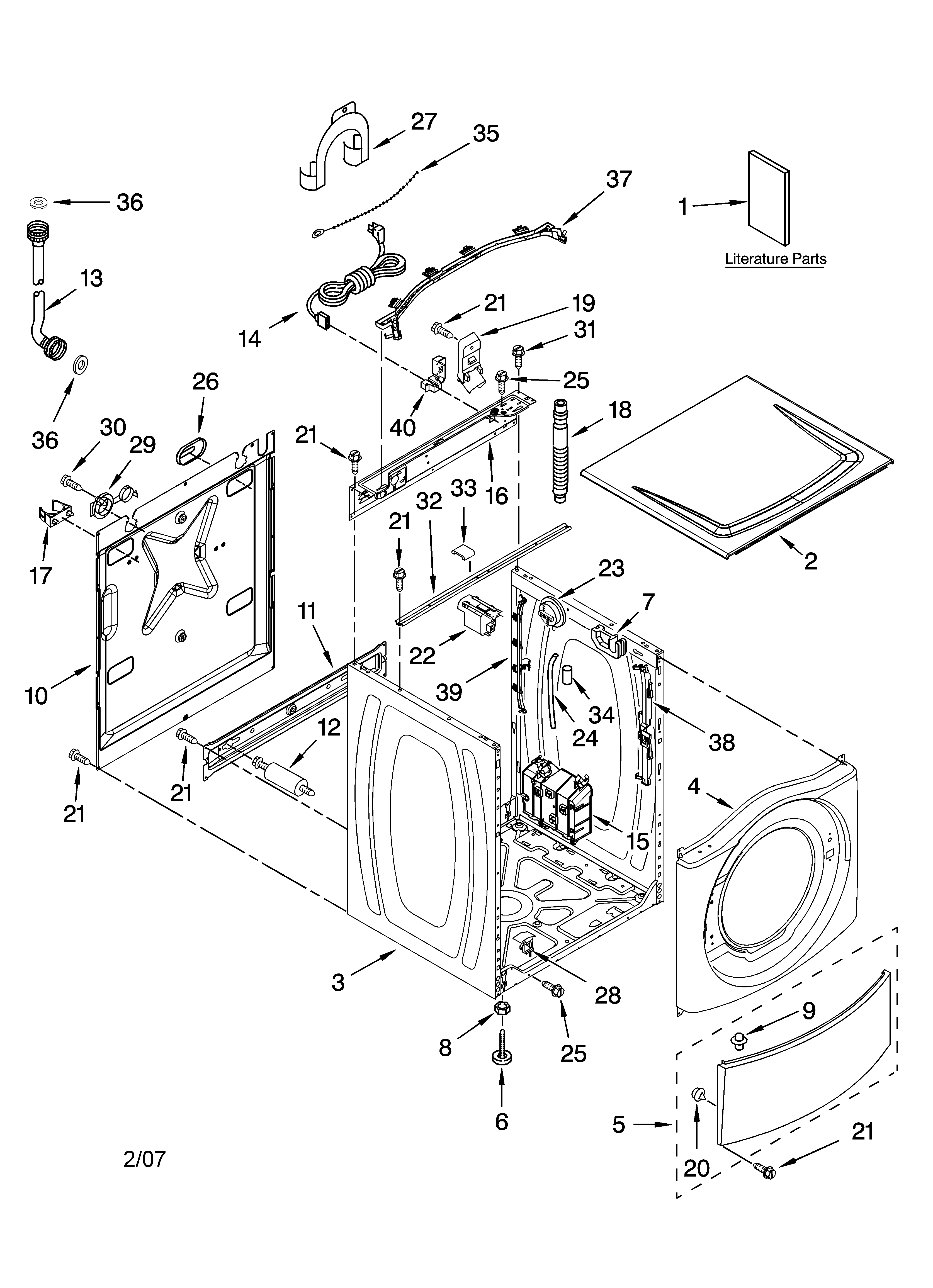 Kenmore 11047542602 top and cabinet parts diagram
