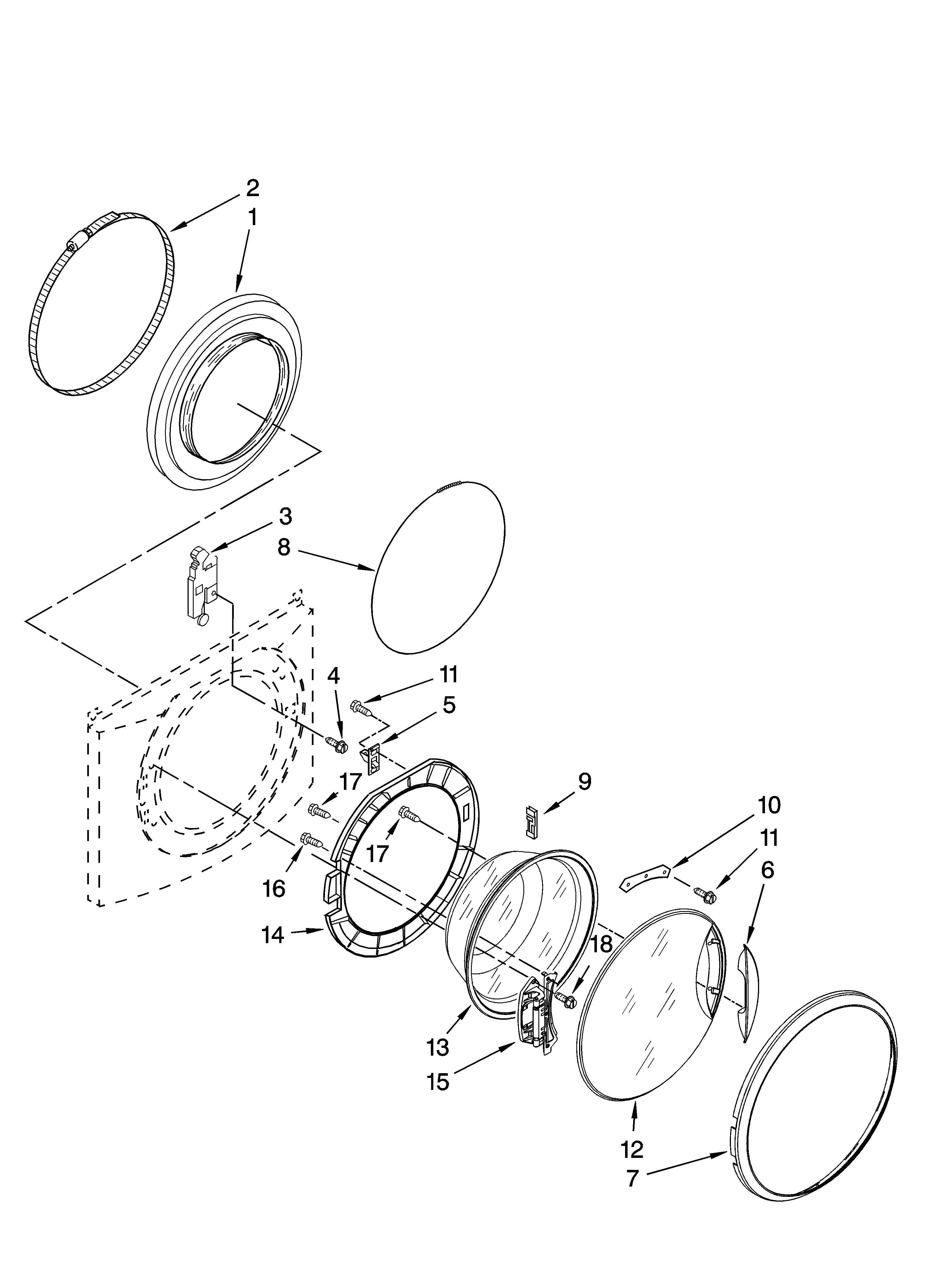 Kenmore 11047542602 door and latch parts diagram