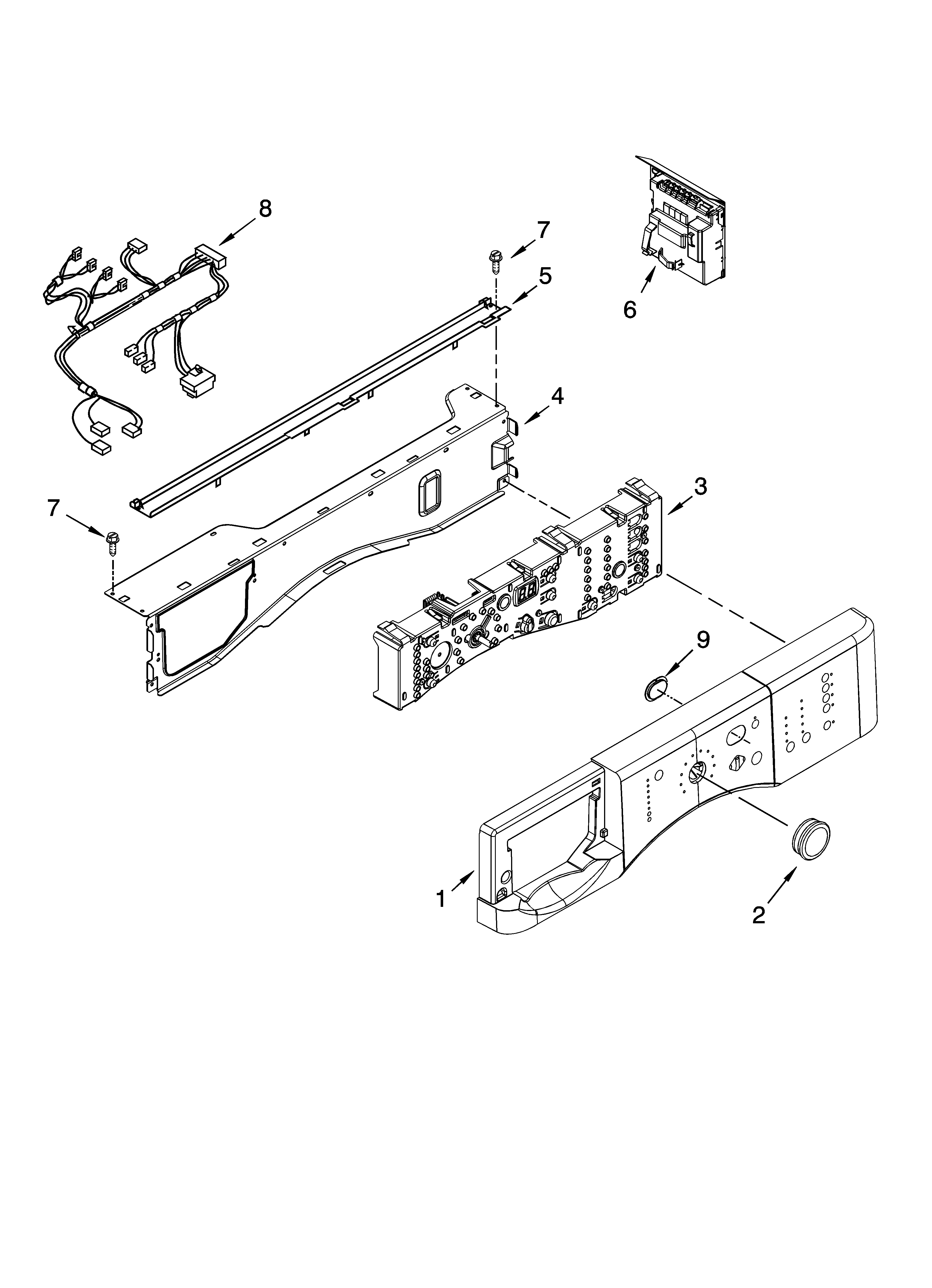 Kenmore 11047542602 control panel parts diagram