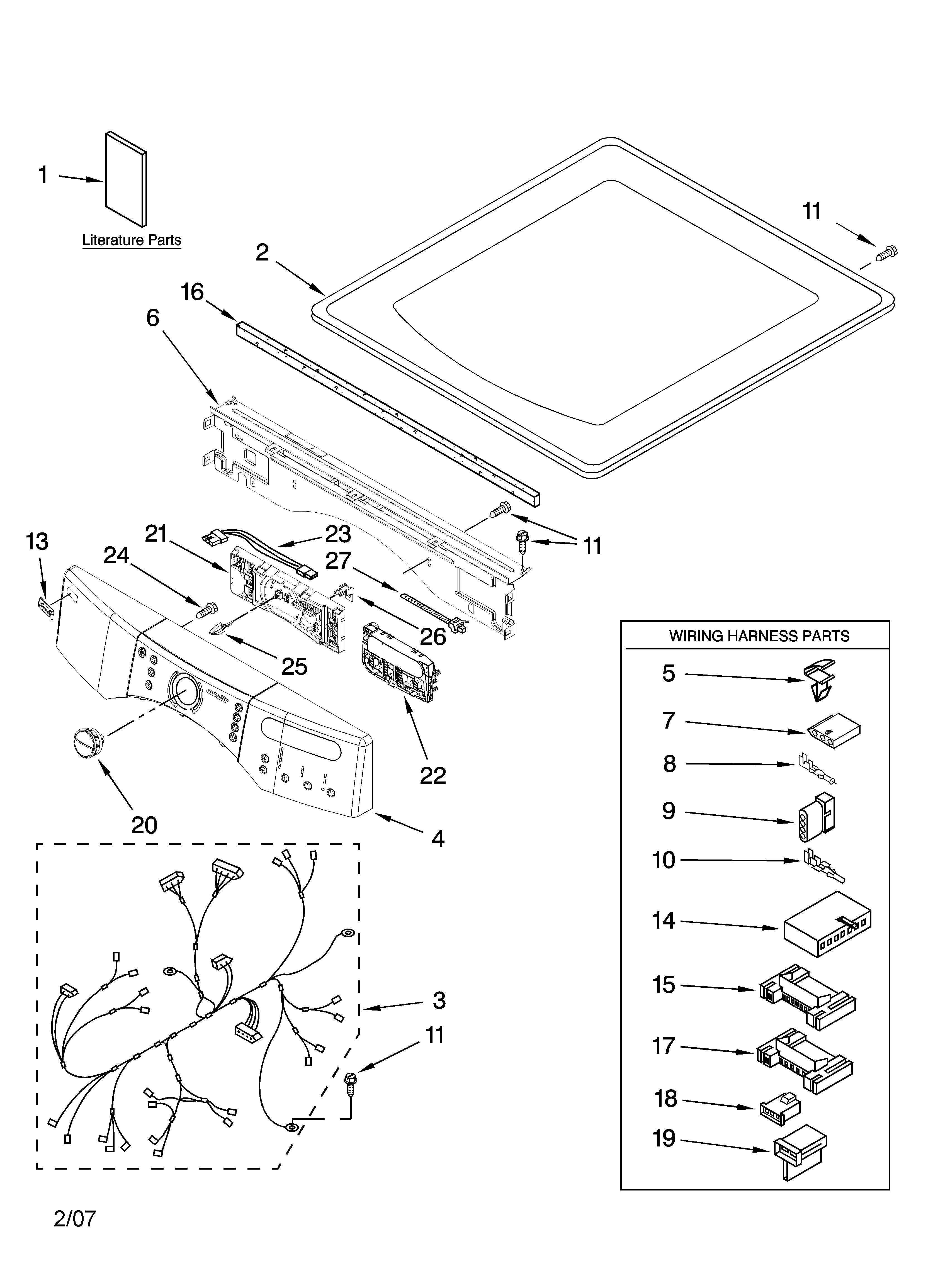 Kenmore Elite 11097872601 top and console parts diagram